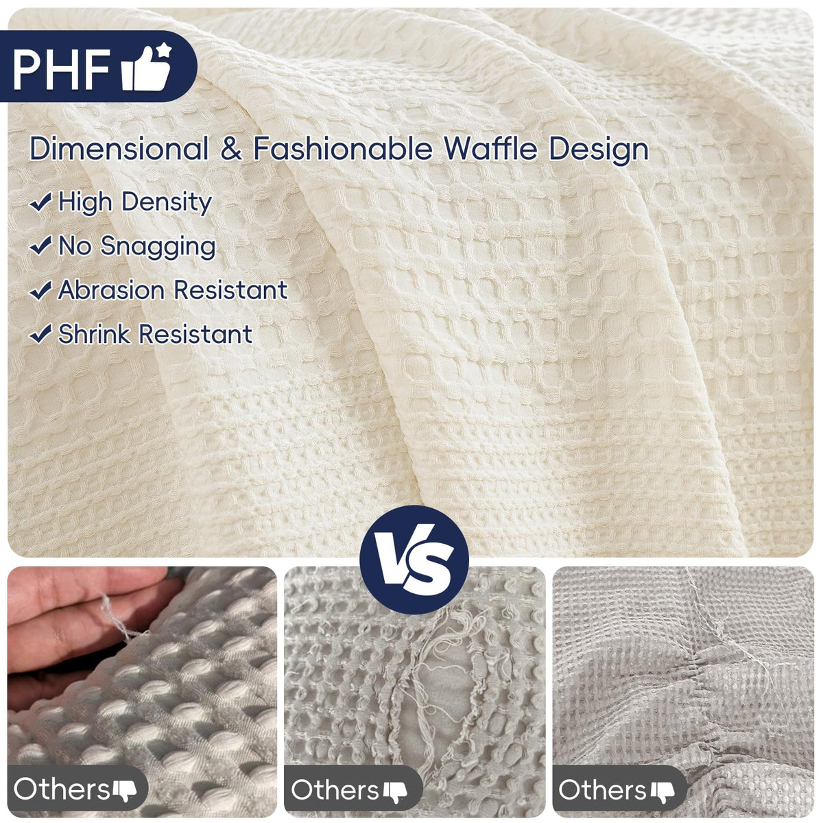 PHF Lightweight Waffle Weave Blanket Twin for Bed Coconut - PHF Official Imagery - 8