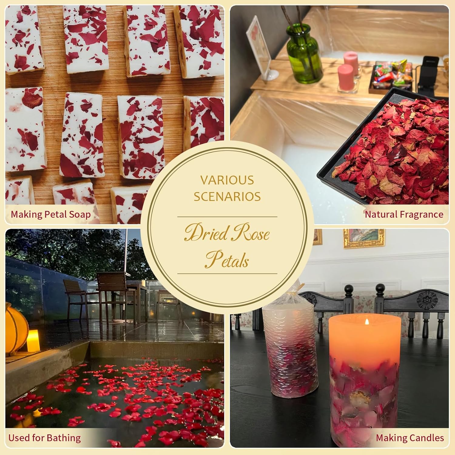 Oning biodegradable red rose petals wedding confetti in a cup, dried flower for celebrations and special occasions