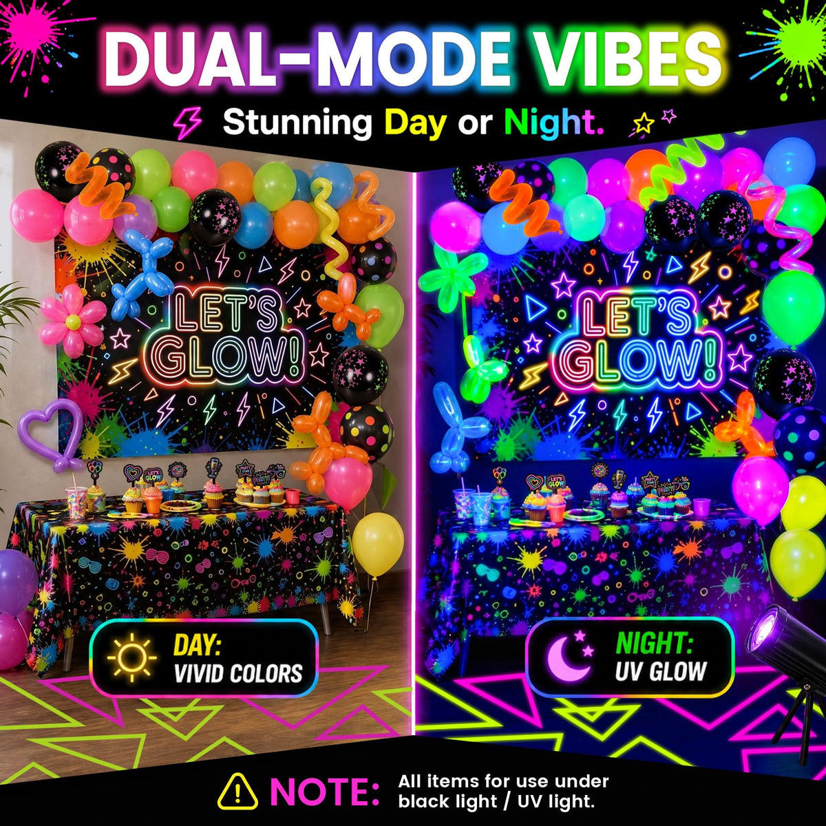 LovesTown 192PCS Glow in The Dark Party Decorations Kit with - LovesTown Official Imagery - 5