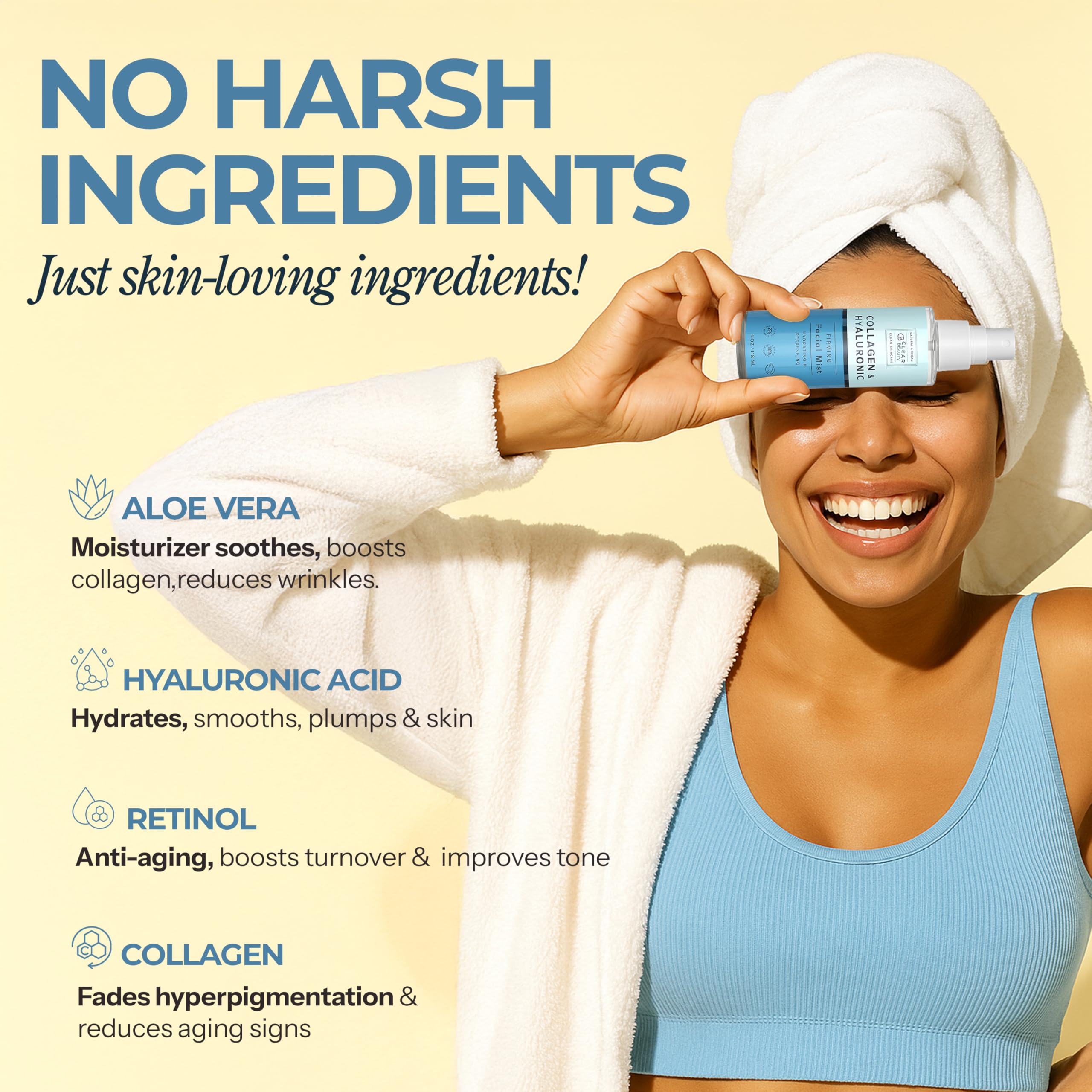 Hyaluronic Acid &amp; Collagen Hydrating Facial Mist, - Clear Beauty