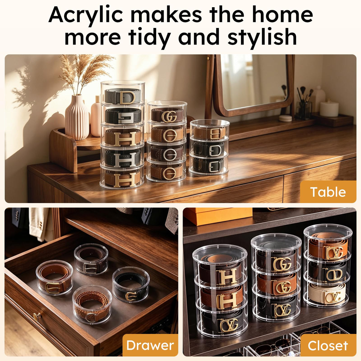 FEMELI Acrylic Belt Storage Organizers For Closet 5 Layer - FEMELI Official Imagery - 8
