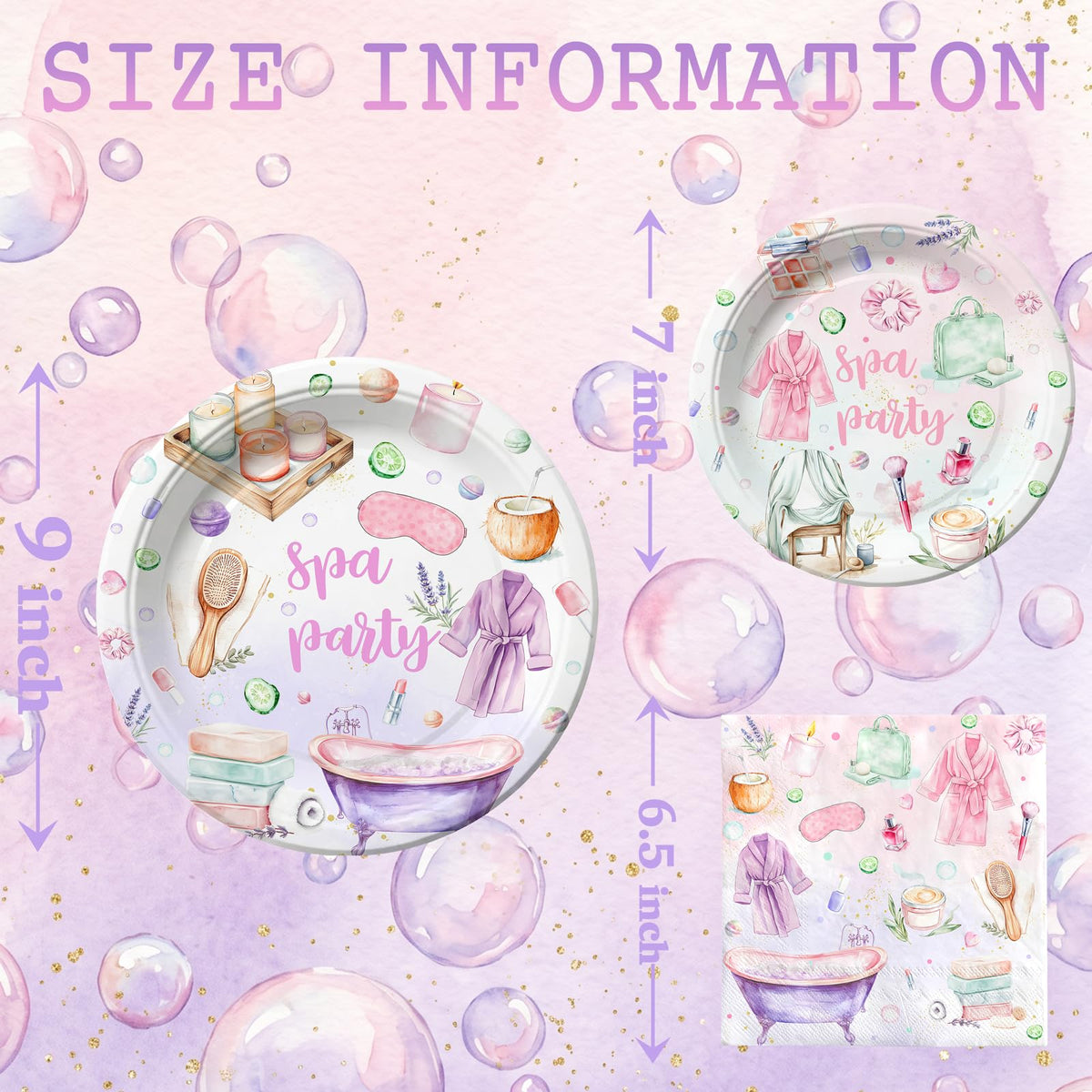 Spa Birthday Party Supplies for 40 Guests Spa Party Plates - SamPartyShop Official Imagery - 4