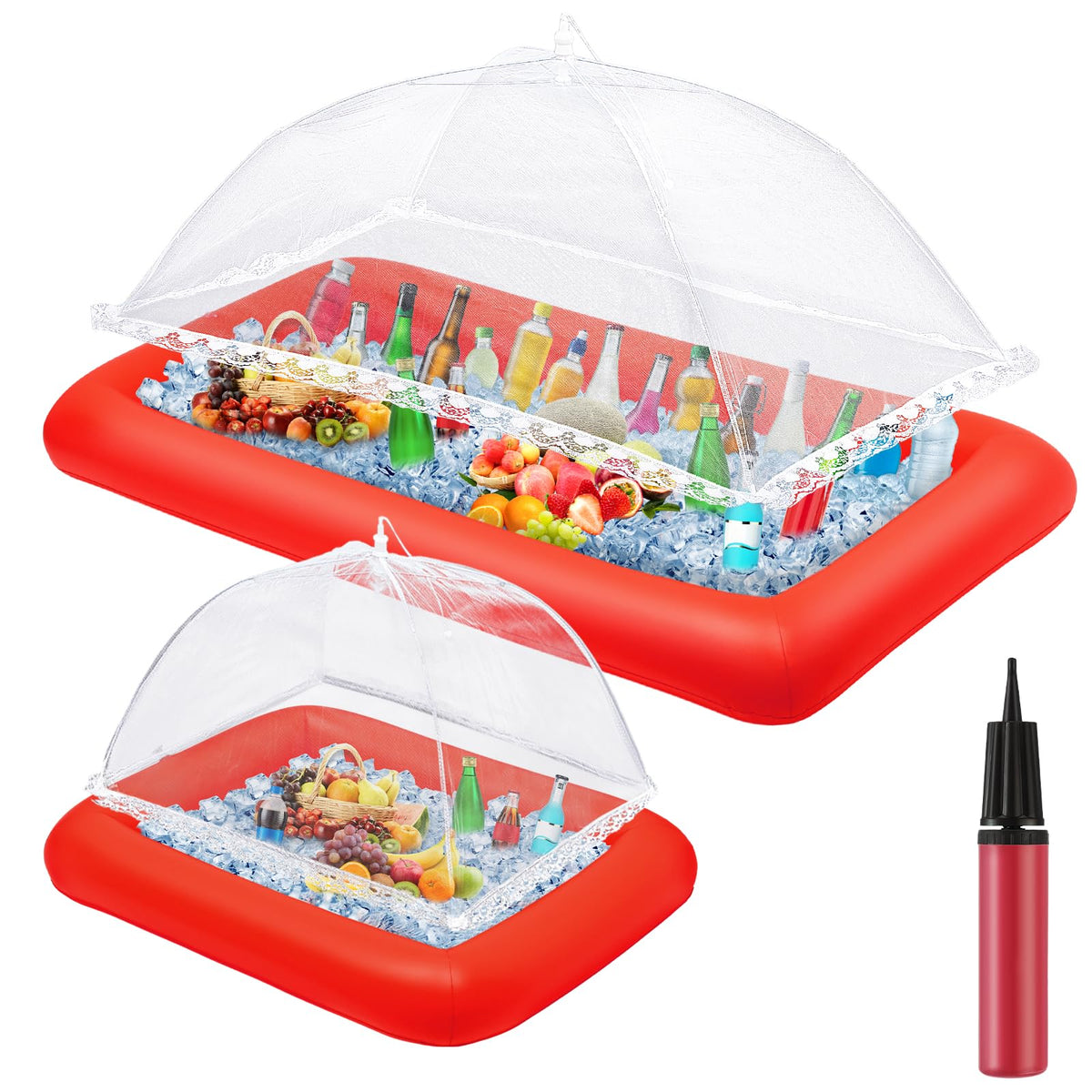 4 Pcs Inflatable Ice Tray Serving Bar Buffet Set 2 Pcs Food - Leitee Official Imagery - 1