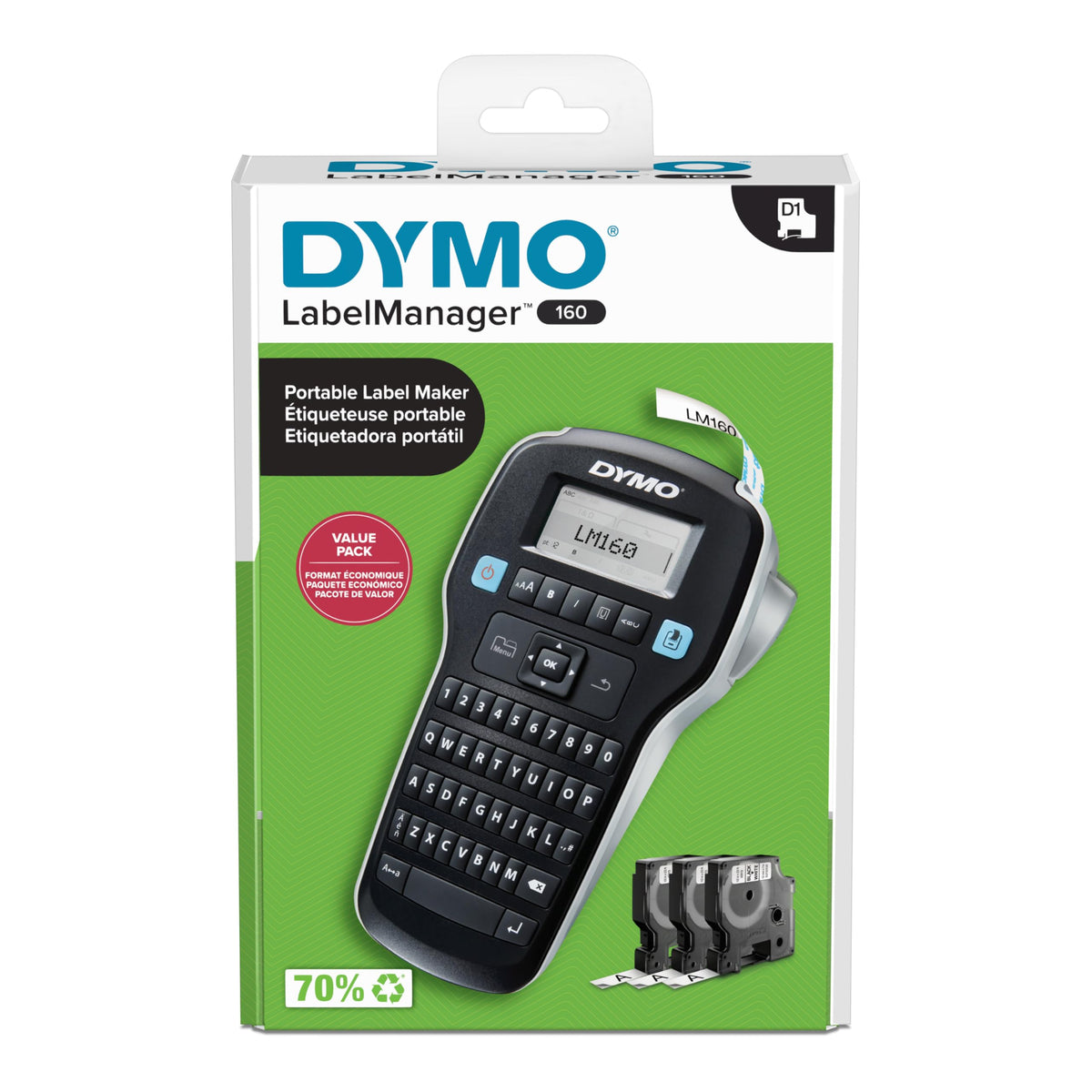 DYMO LabelManager 160 Label Maker Bundle with 3 D1 Label - DYMO Official Imagery - 5