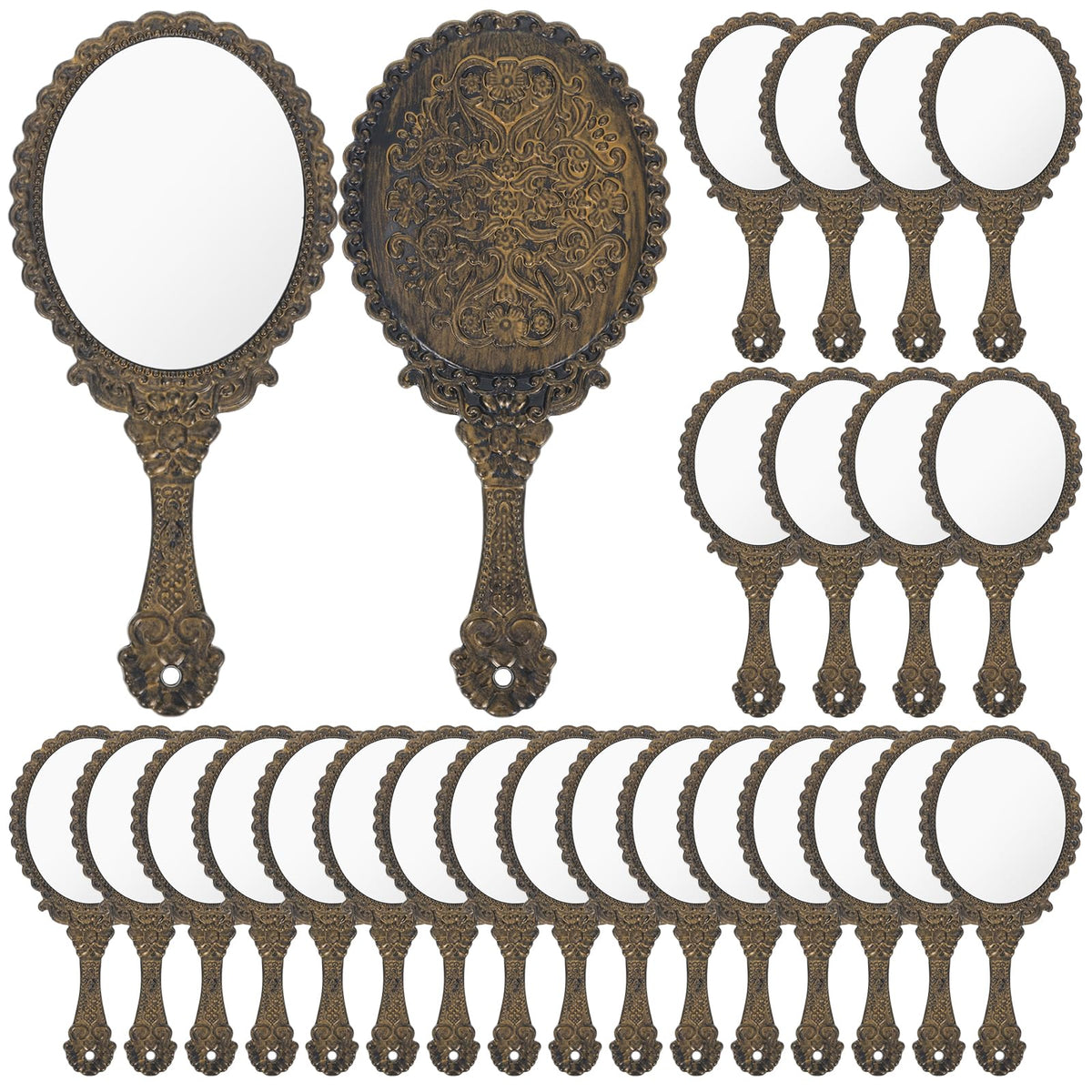 24 Pack Vintage Handheld Mirrors for Makeup Brass Gold - FUPMILPHRANX Official Imagery - 1