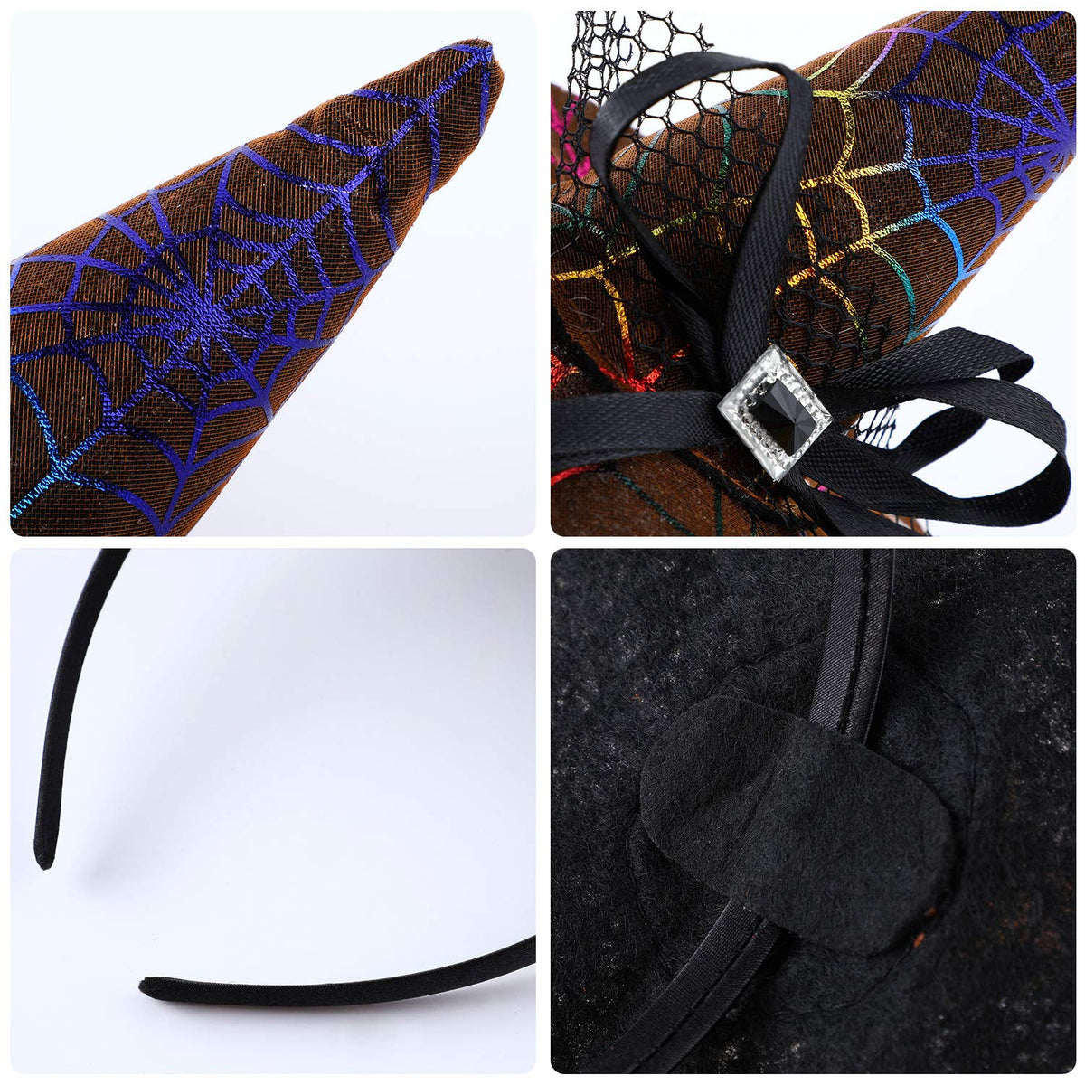 Blulu 12 Pcs Halloween Witch Hat Headbands Bulk Women - Blulu Official Imagery - 6