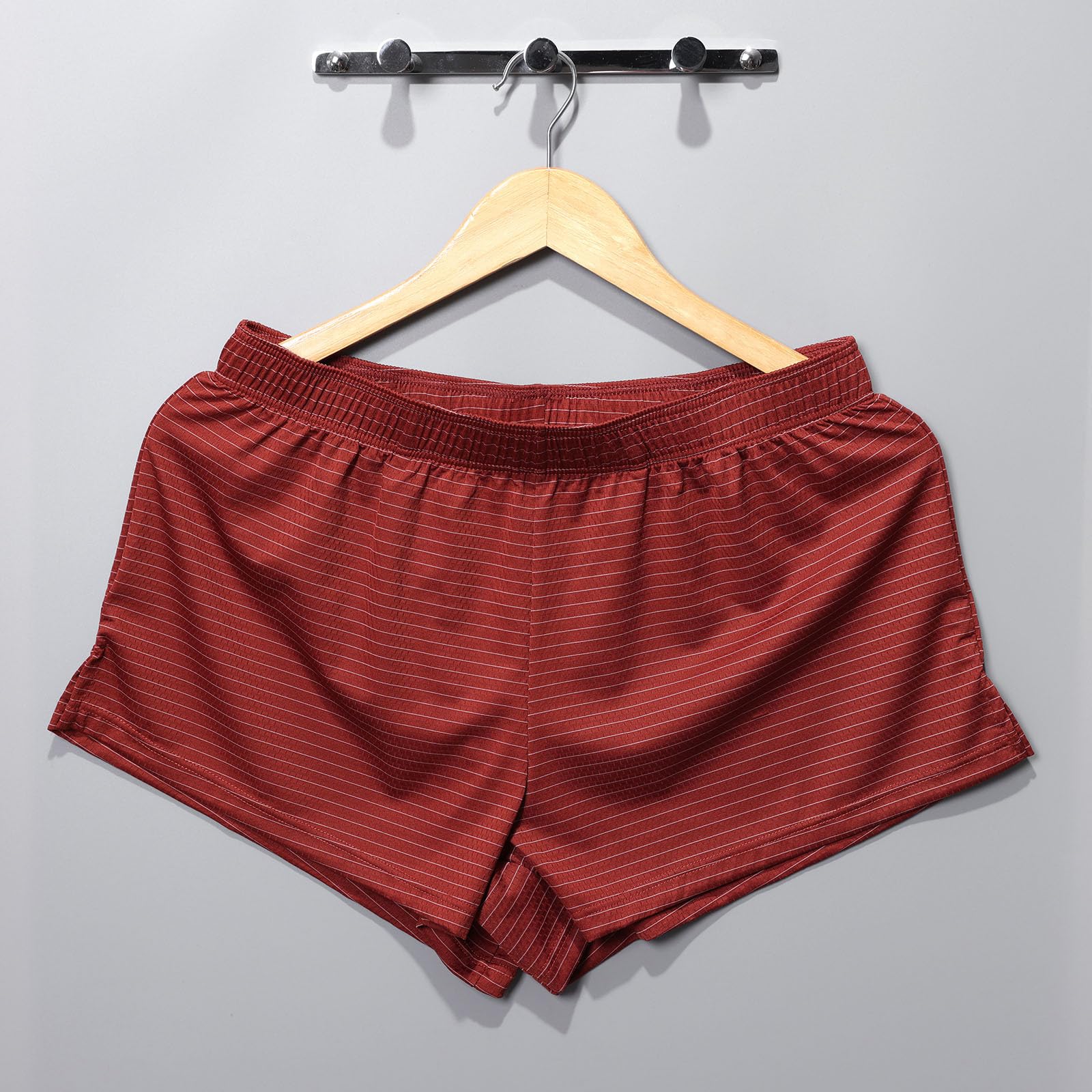 Mens Striped Boxer Briefs Breathable Comfort Casual Pajama Shorts Elas - View 2