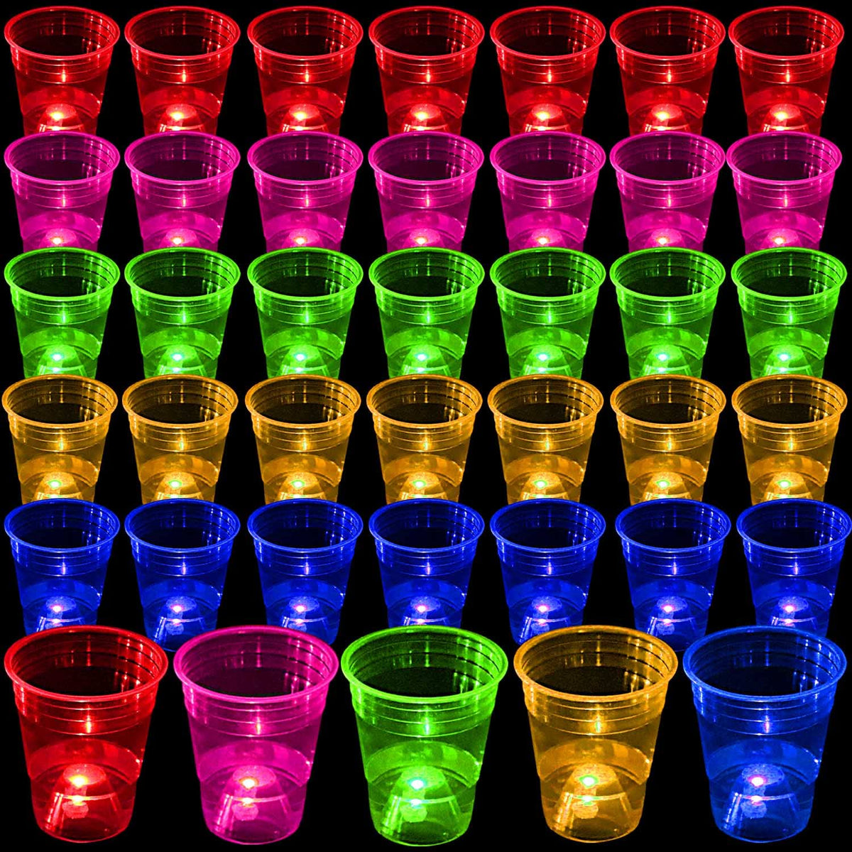 40 Pcs Glowing Party Cups 16oz for Indoor Outdoor Light Up - LLKMDSS Official Imagery - 1