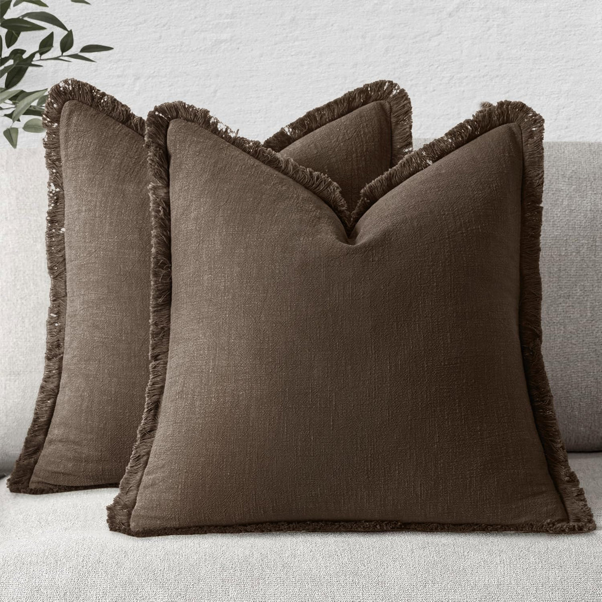 MIULEE Linen Fringe Decorative Fall Throw Pillow Covers Dark - MIULEE Official Imagery - 8