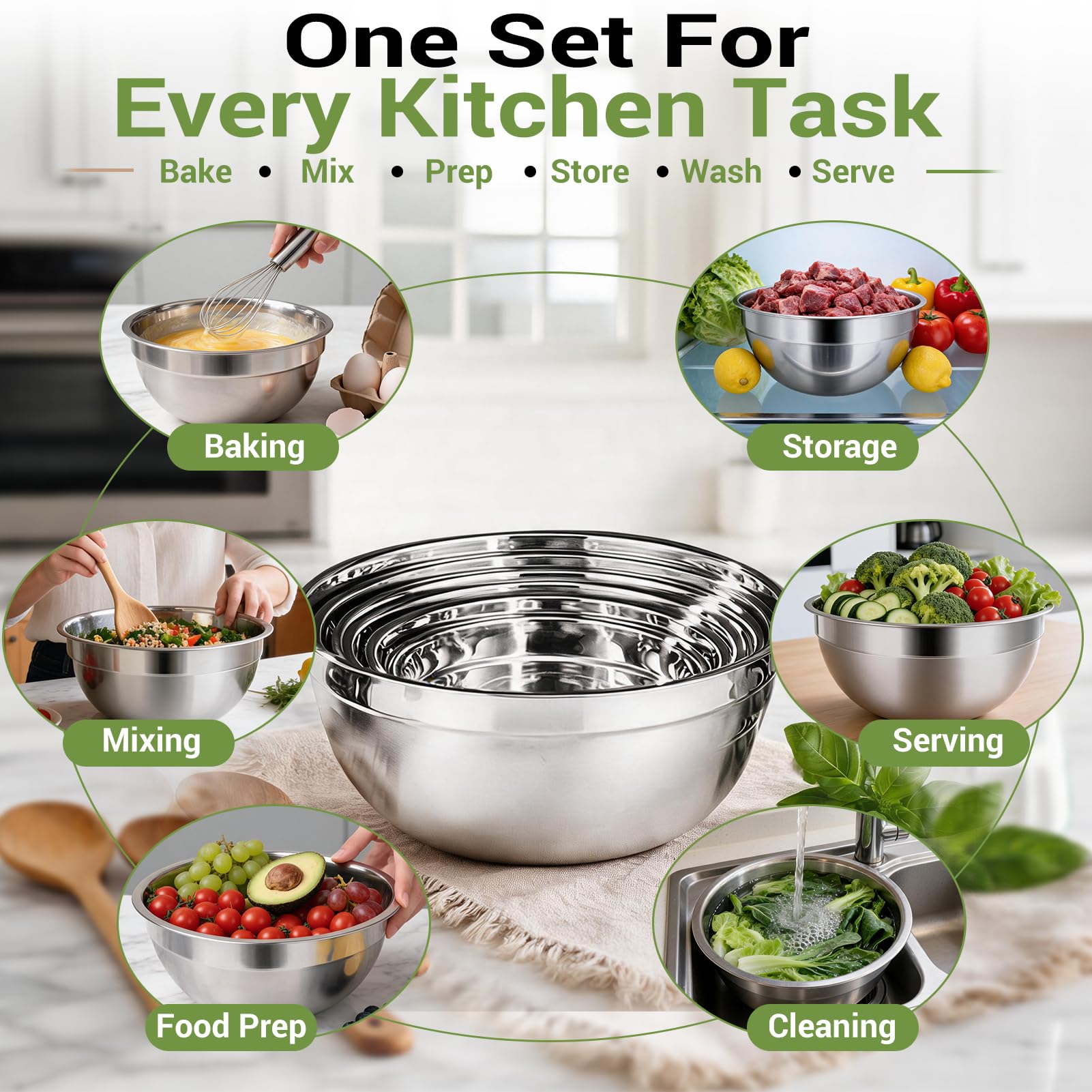 WEPSEN 5-Speed Electric Hand Mixer, 4 Large Mixing Bowls Set, Han - WEPSEN Official Product View 7
