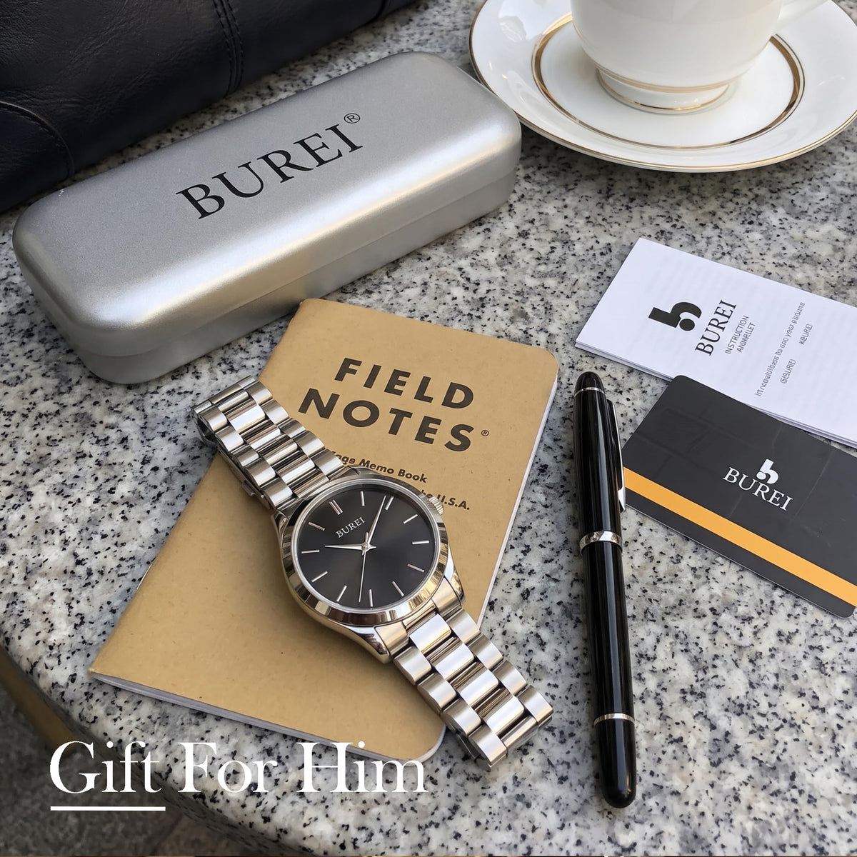 BUREI Men s Wrist Watch Analog Stainless Steel Dress - BUREI Official Imagery - 7