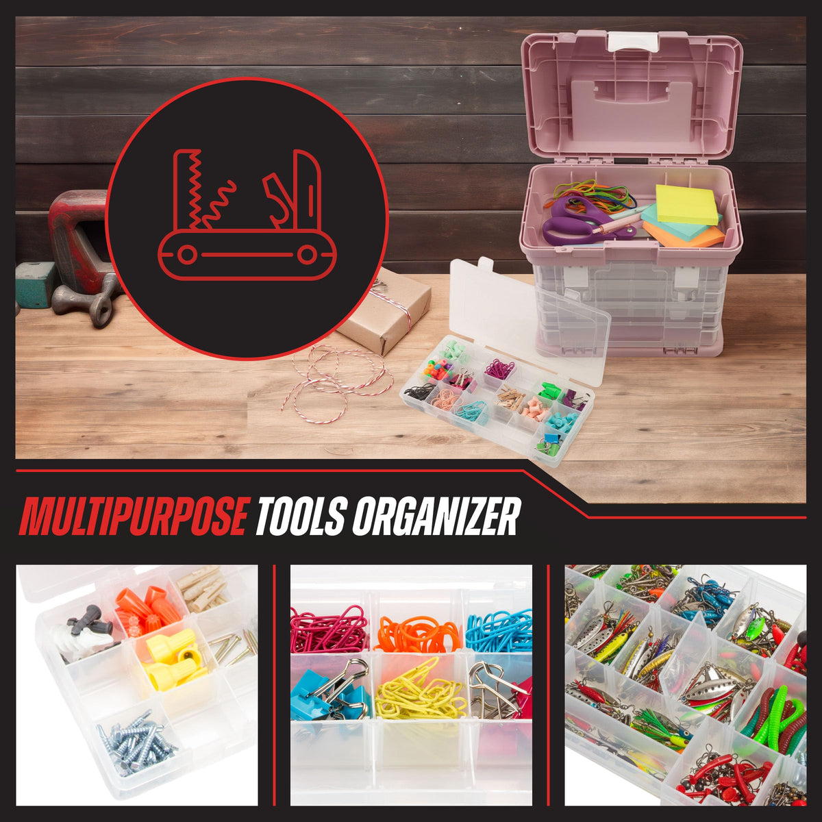 Stalwart Portable Tool Box for Women or Men Pink - Stalwart Official Imagery - 5