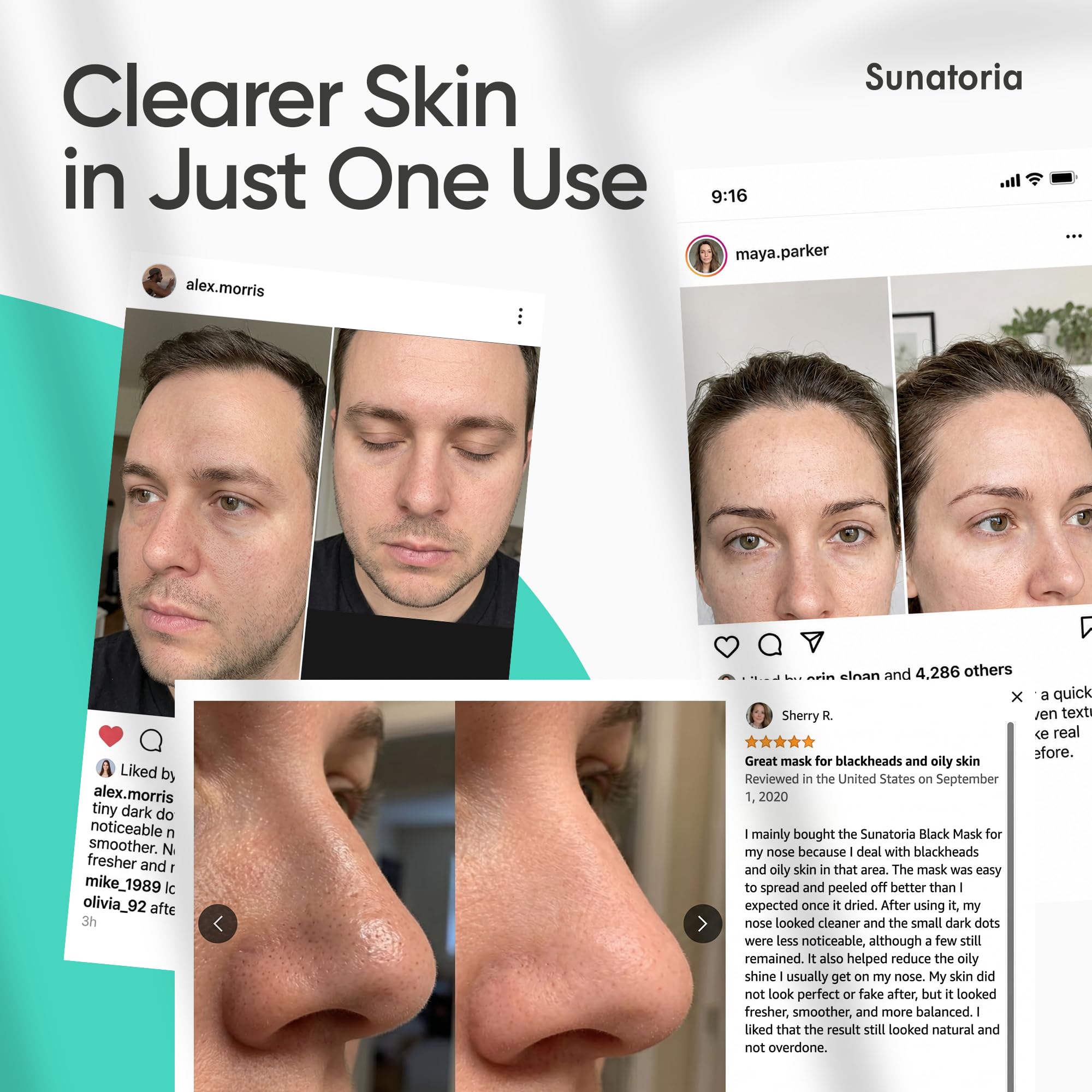 SUNATORIA Charcoal Black Peel Off Face Mask, Blackhead Pore - SUNATORIA