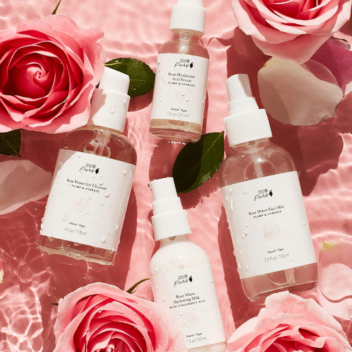 100 PURE Rose Water Hydrating Milk Hyaluronic Acid Squalane - 100% PURE Official Imagery - 7