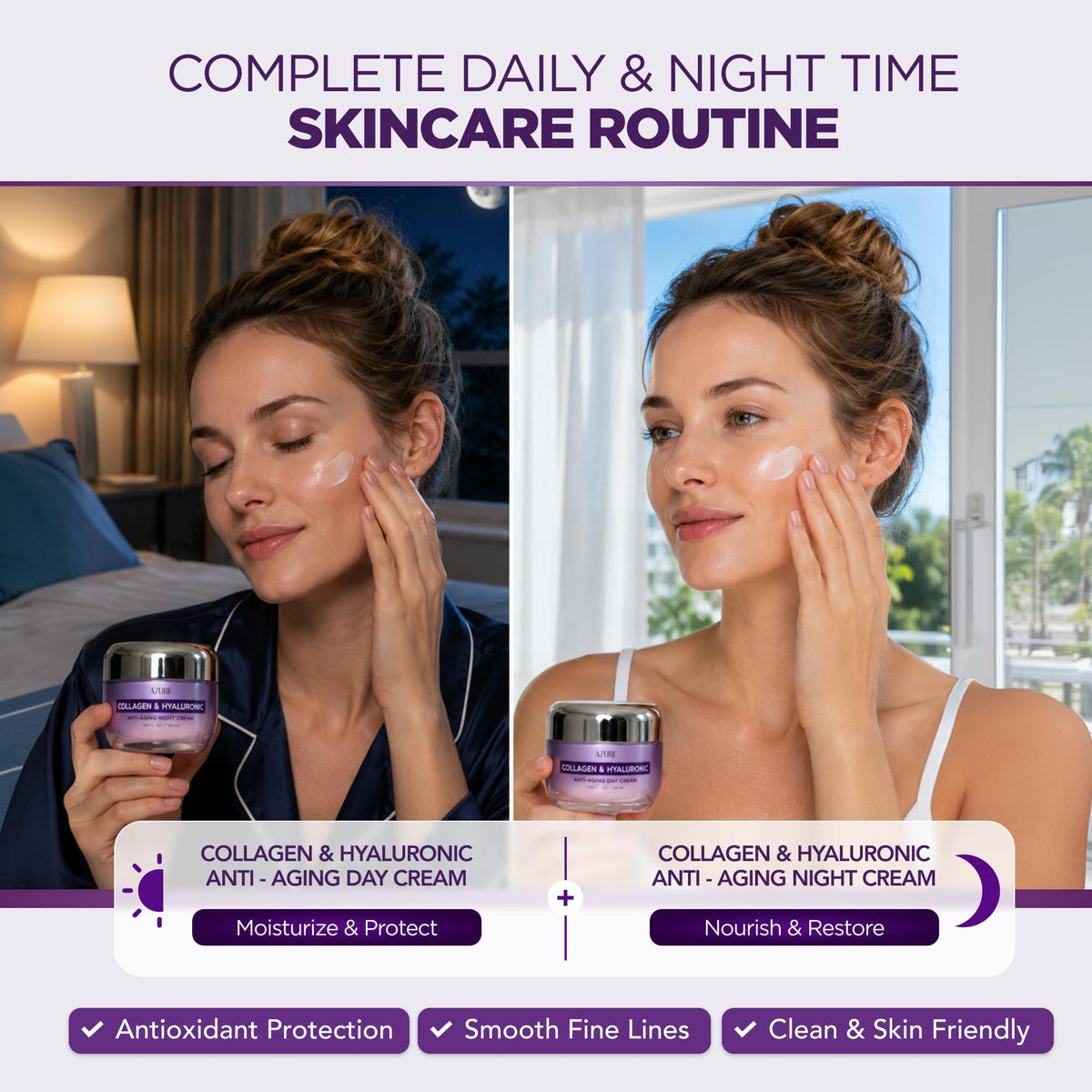 Collagen Hyaluronic Acid Face Moisturizer Hydrating Day - Azure Cosmetics Official Imagery - 4