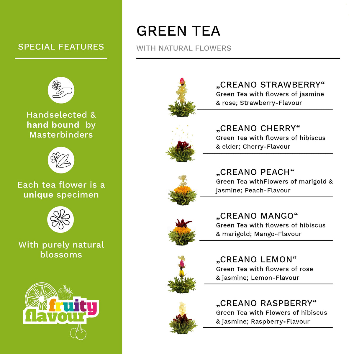 Creano Blooming Tea Gift Set with Glass Teapot 17oz - Creano Official Imagery - 3