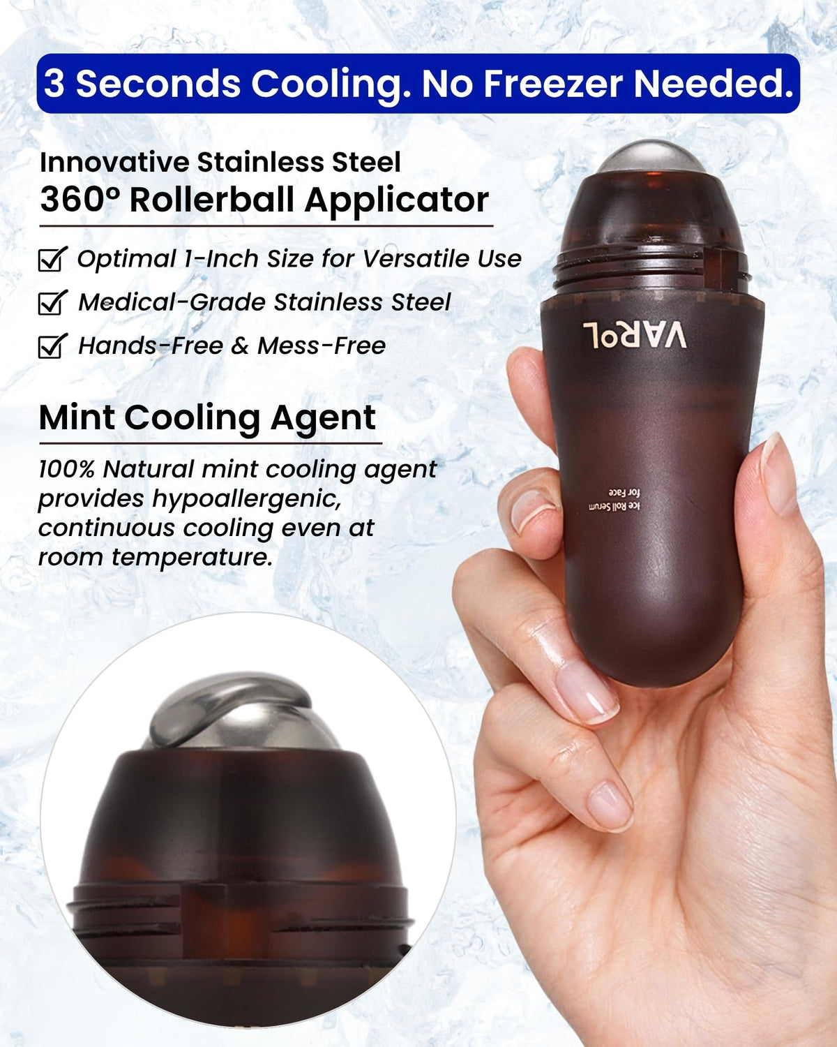 Ice Roll Serum for Face Puffy Eyes Under Eye Bags - VAROL Official Imagery - 5
