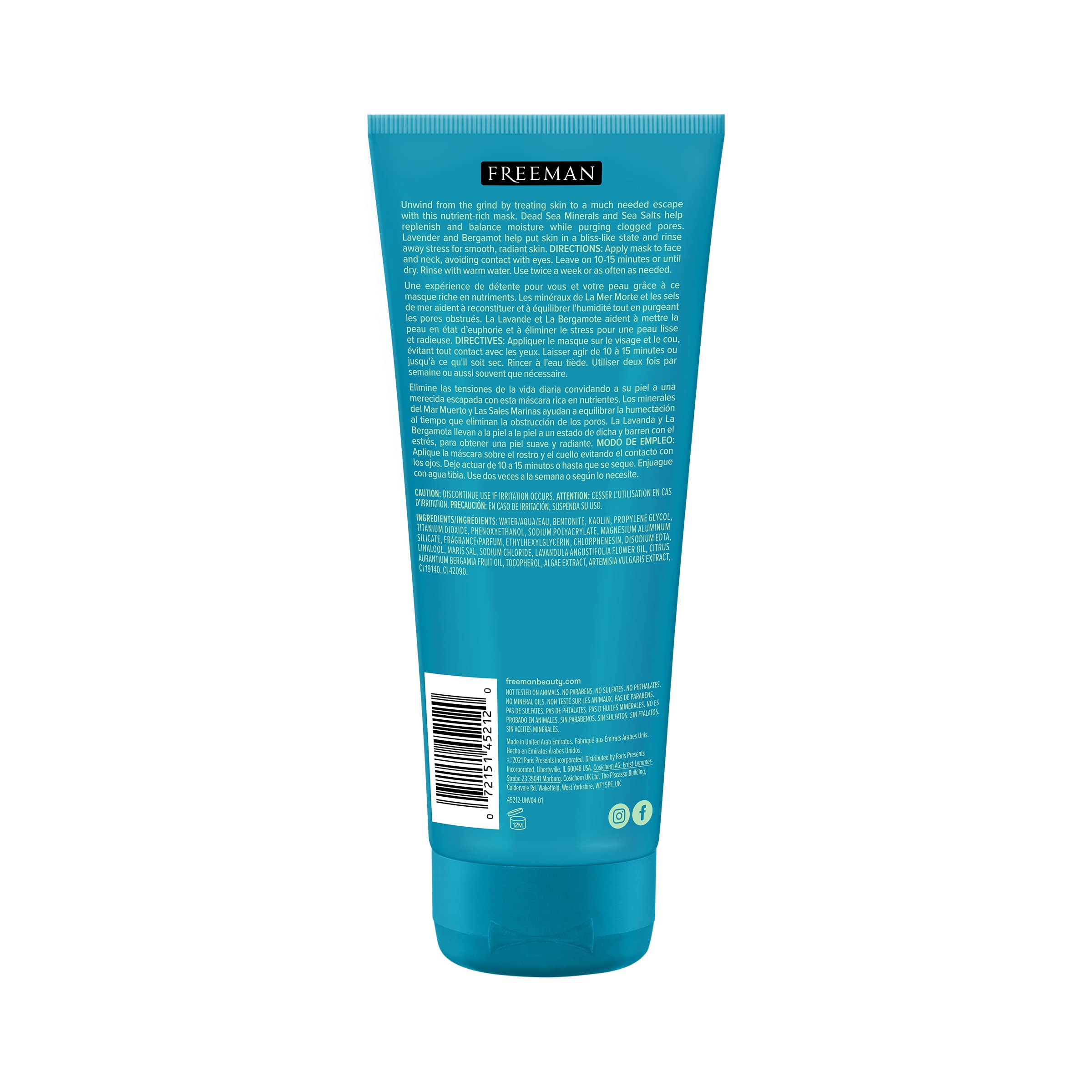 Freeman Anti-Stress Clay Mask, Dead Sea Mineral Face Mask, 6 Fl - Freeman
