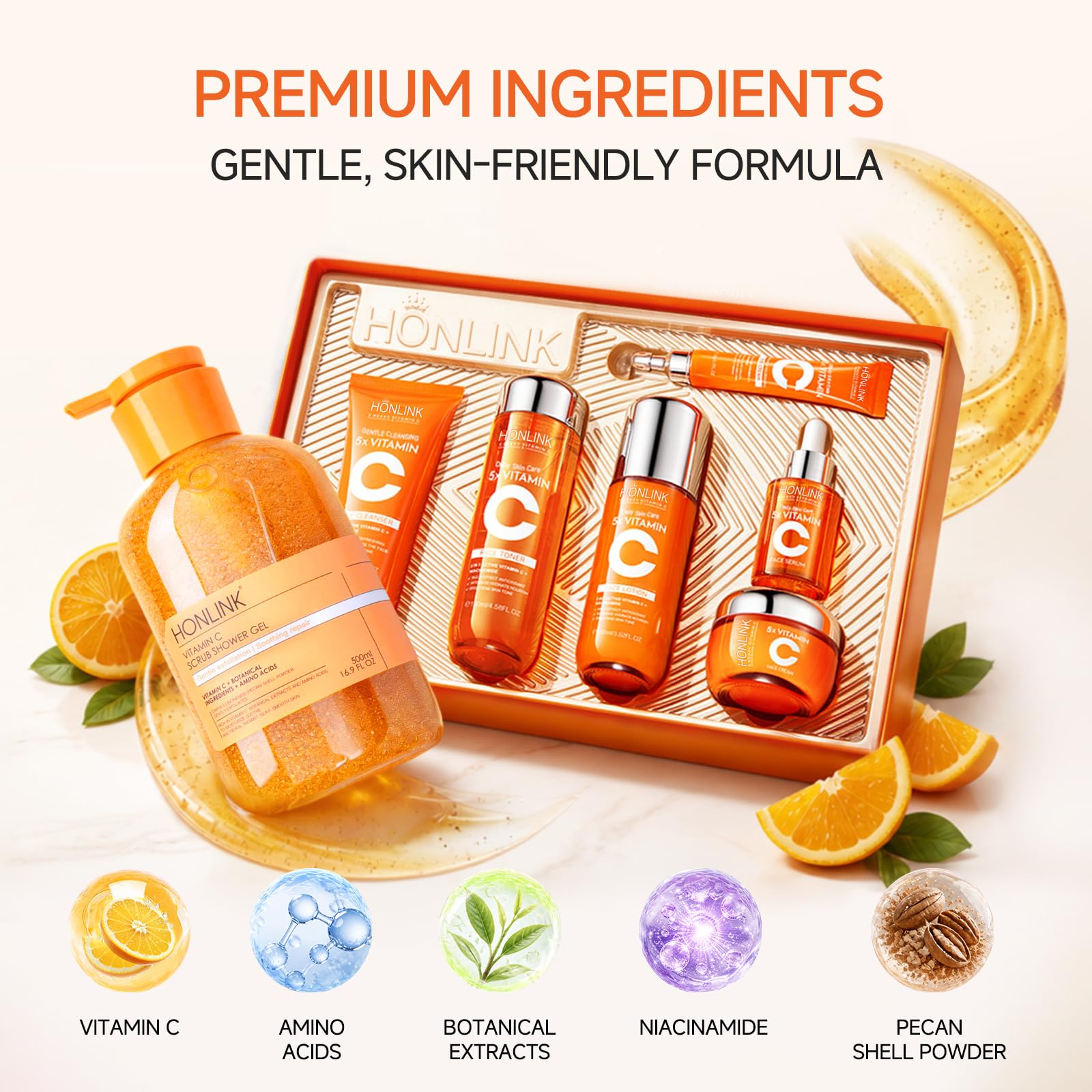 Vitamin C Gift Set for Women, Facial Skincare Gift Box + - UZTUZT
