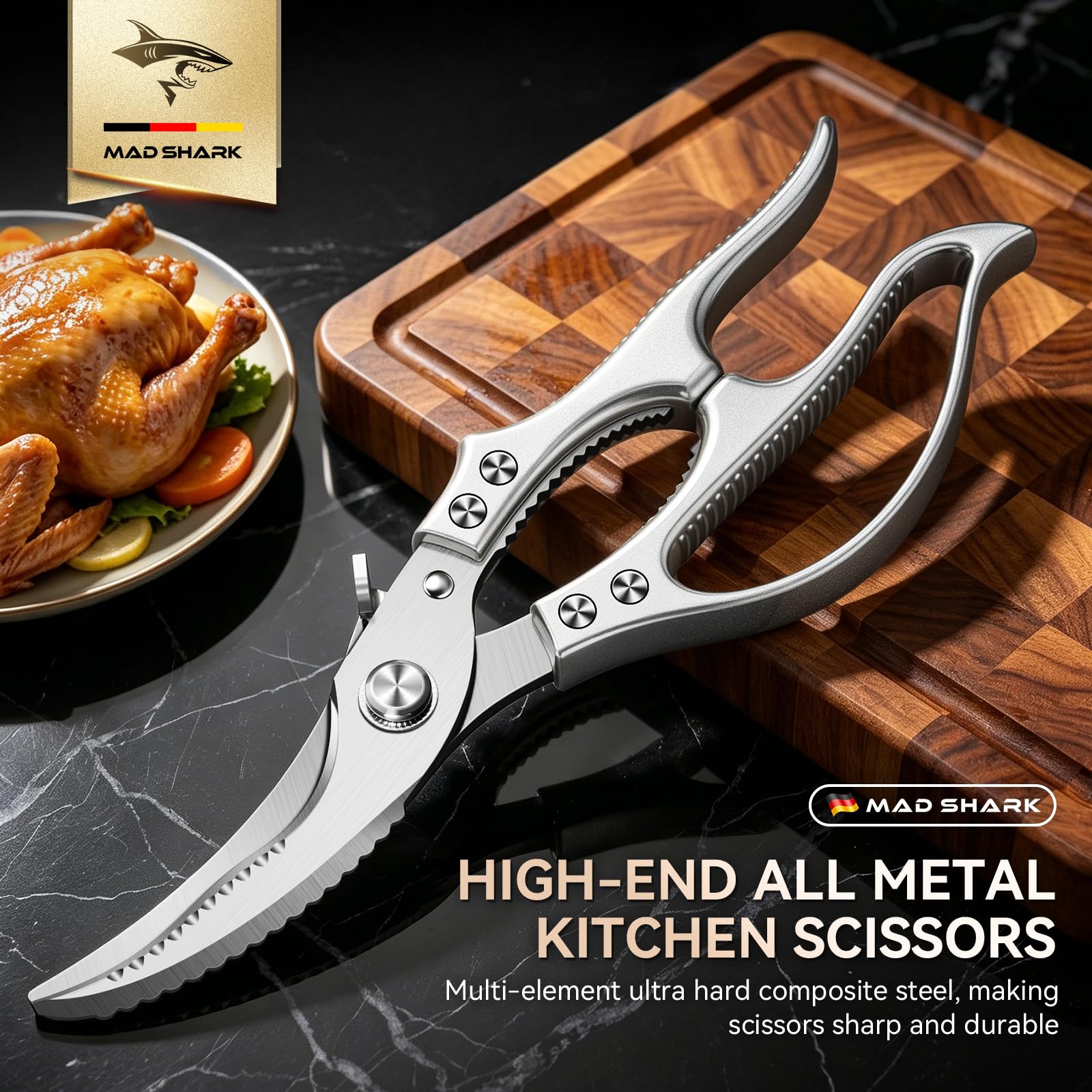 MAD SHARK Heavy Duty Poultry Shears,Spring Loaded Kitchen Shears,Dishw - View 4