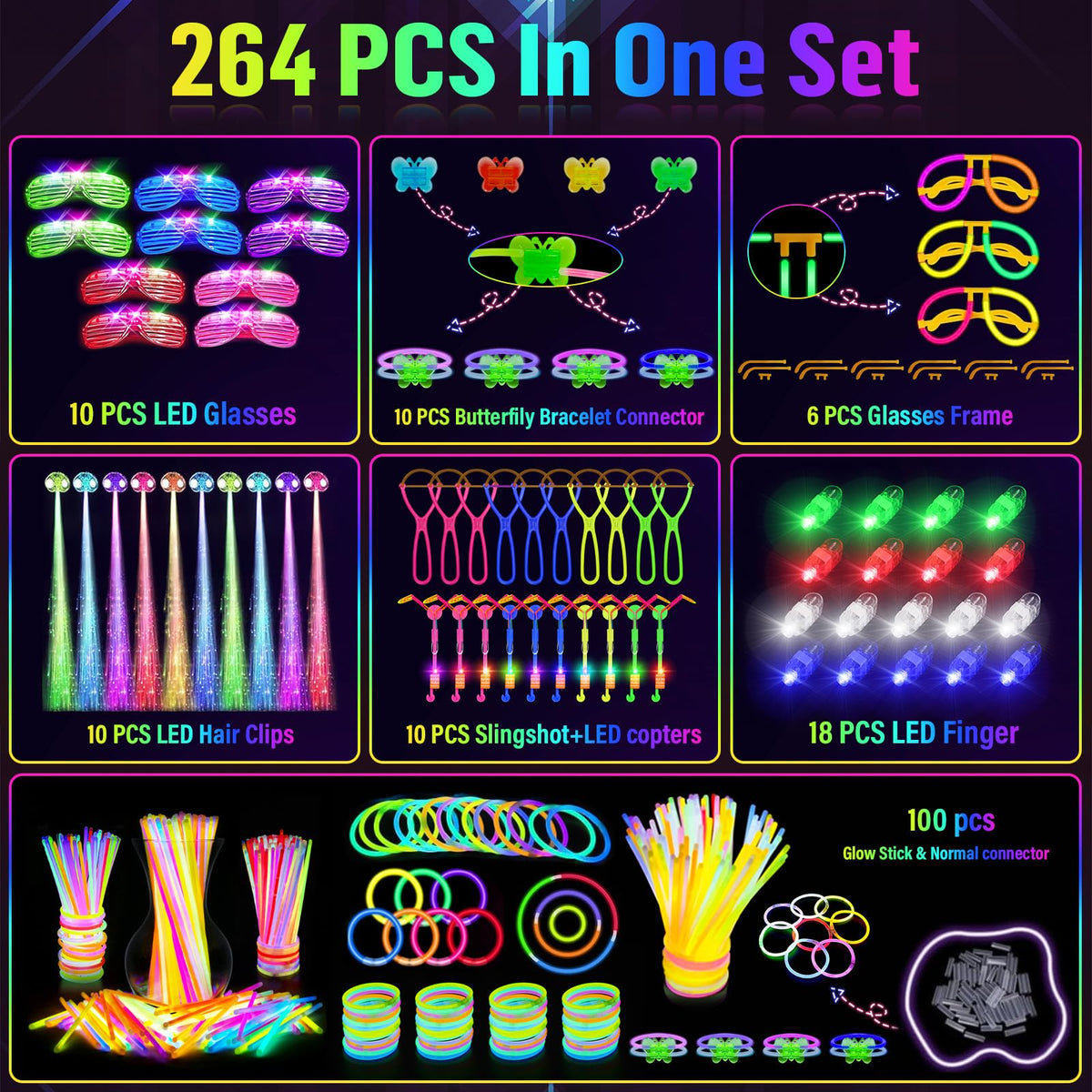 OLUPP Glow In The Dark Party Supplies 264 PCS Light Up - OLUPP Official Imagery - 5