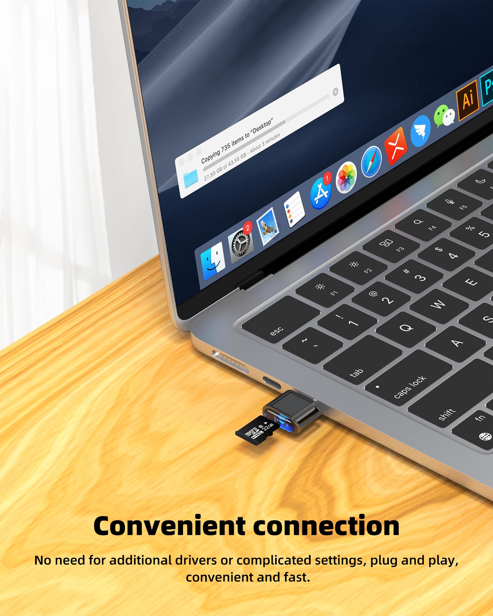 Aksenli micro SD card reader adapter for iPhone and USB-C devices, compact digital camera memory stick converter for mobile and laptop