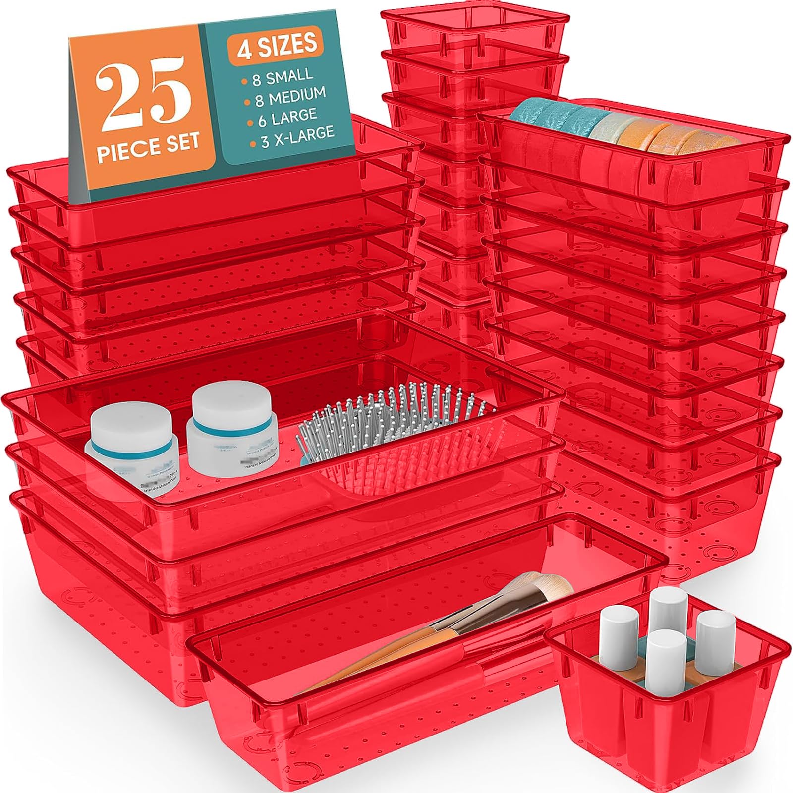 25 PCS Clear Plastic Drawer Organizer, Makeup Organizers and Storage Bins - WOWBOX Official Product View 10