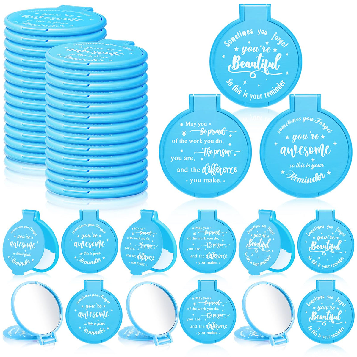 100 Pcs Compact Mirror Bulk Small Gifts for Women Light Pink - Wenqik Official Imagery - 8