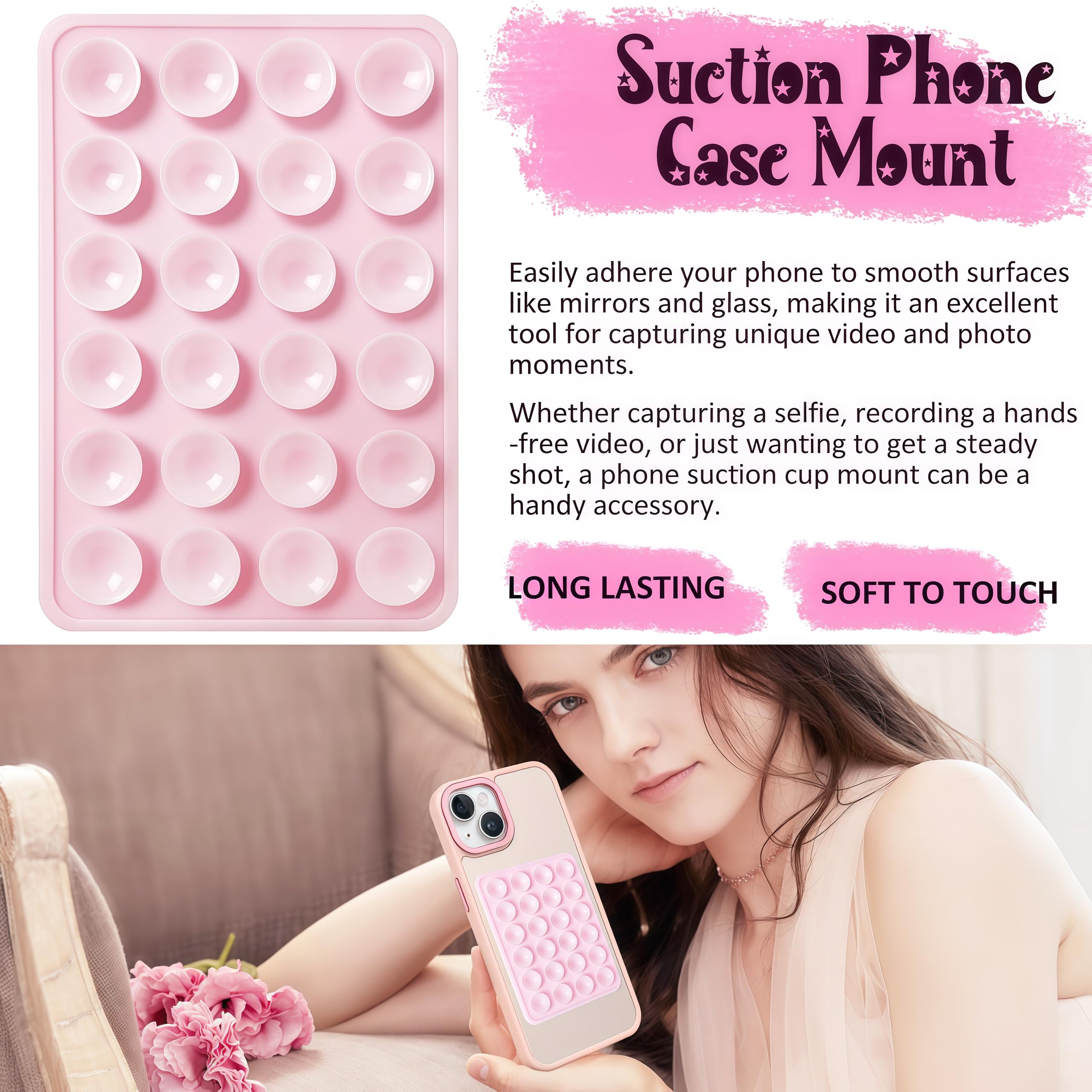 Galundge Anteel 2 Pack Silicone Suction Phone Case Mount, Non Sli - Galundge Official Product View 2