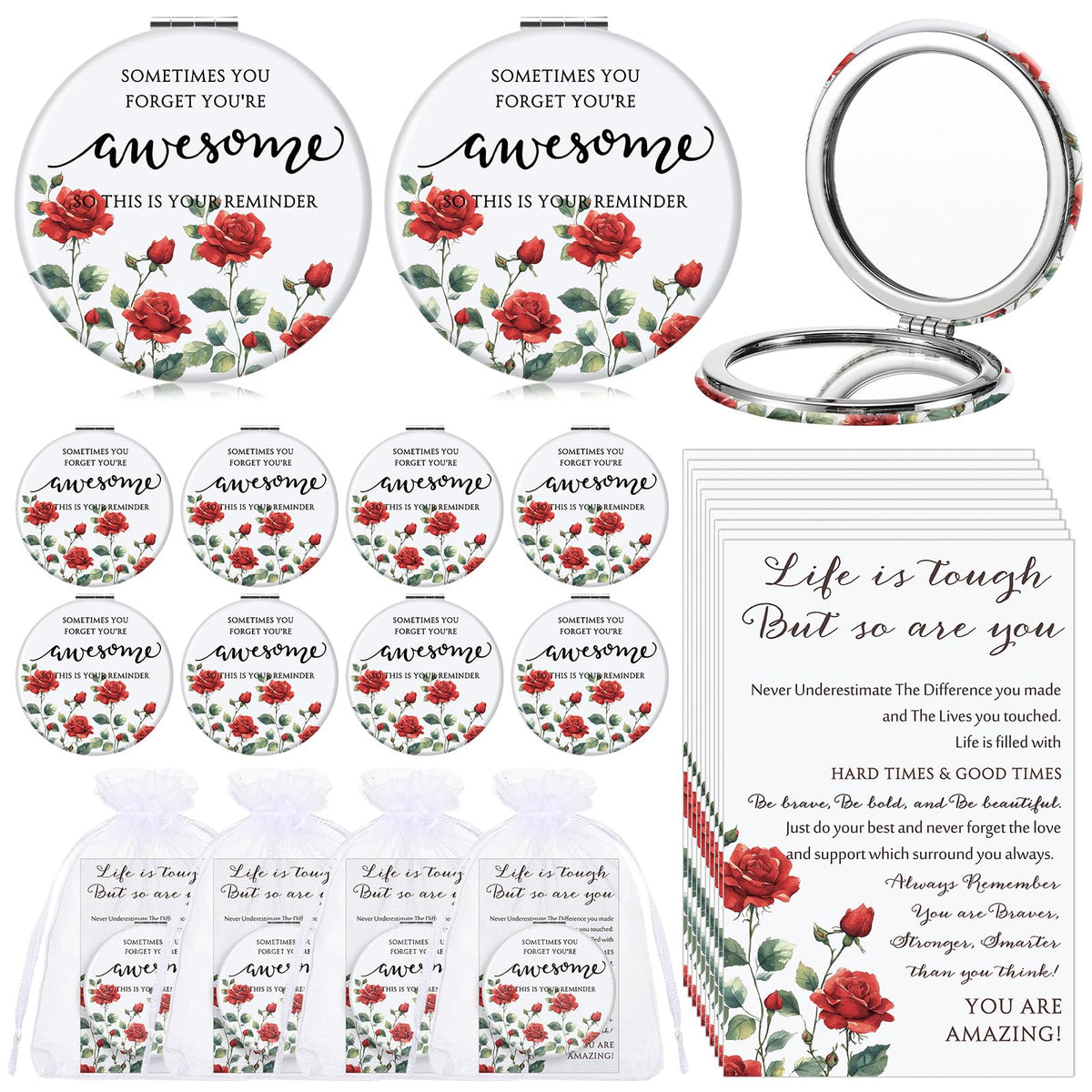 Geetery 12 Sets Inspirational Compact Mirror Bulk Gift for - Geetery Official Imagery - 1