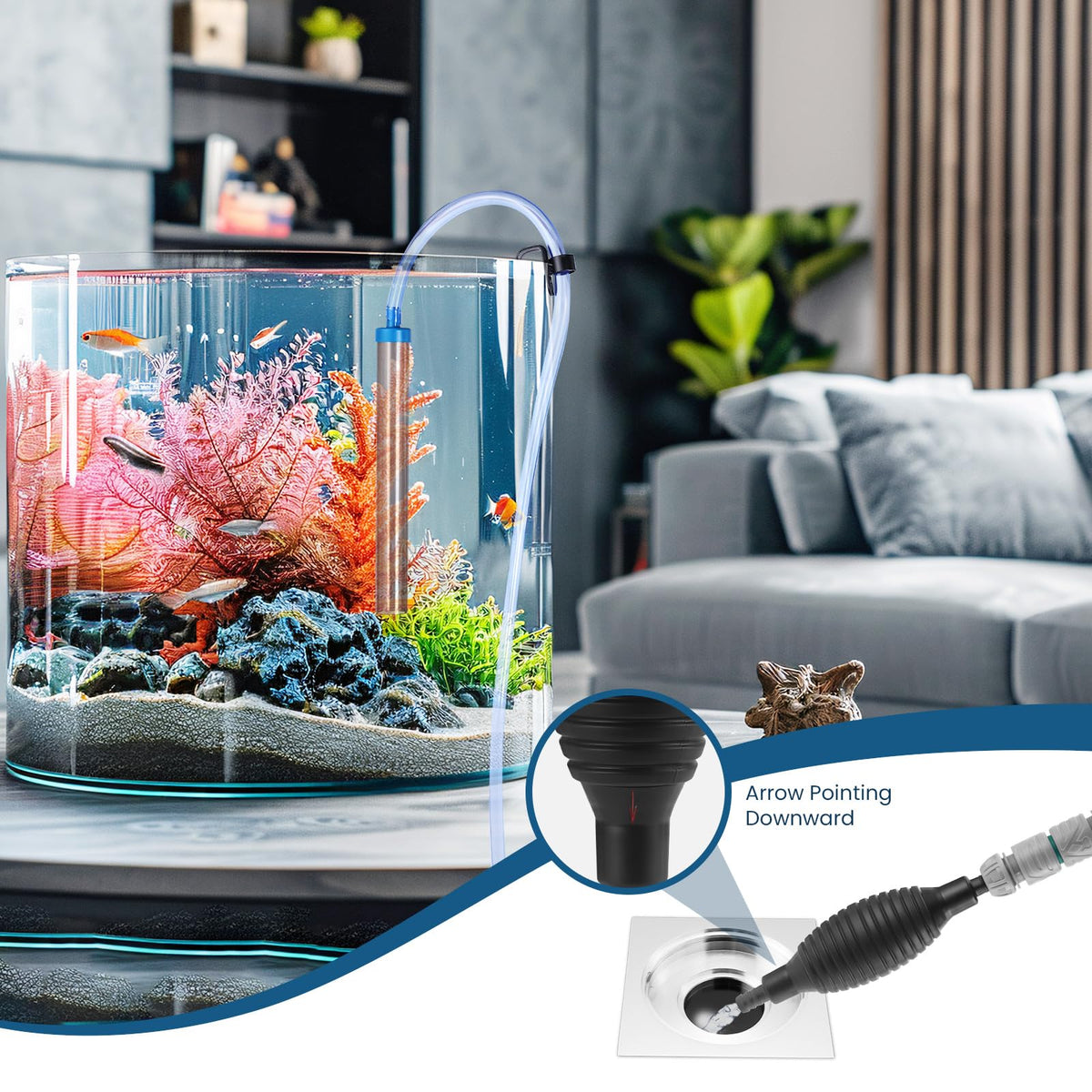 Fish Tank Vacuum Gravel Cleaner Gravel Vacuum for Aquarium - DXOVEEN Official Imagery - 6