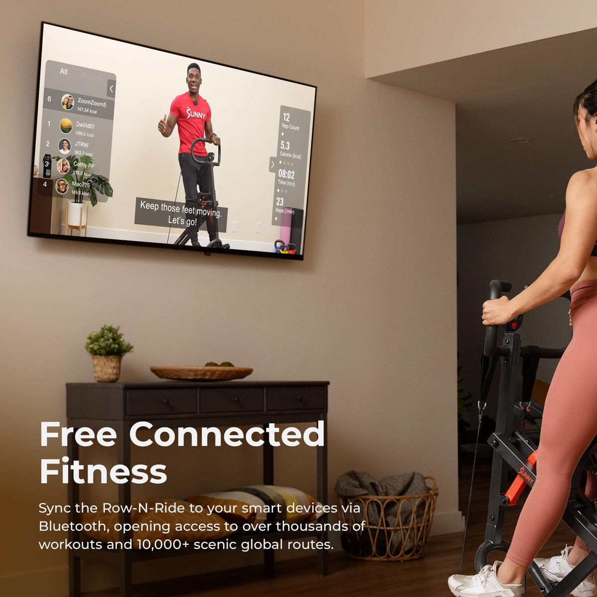 Sunny Health Fitness Row N Ride Trainer for Full Body Home - Sunny Health & Fitness Official Imagery - 4