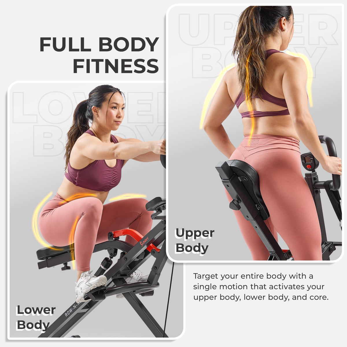 Sunny Health Fitness Row N Ride Trainer for Full Body Home - Sunny Health & Fitness Official Imagery - 3