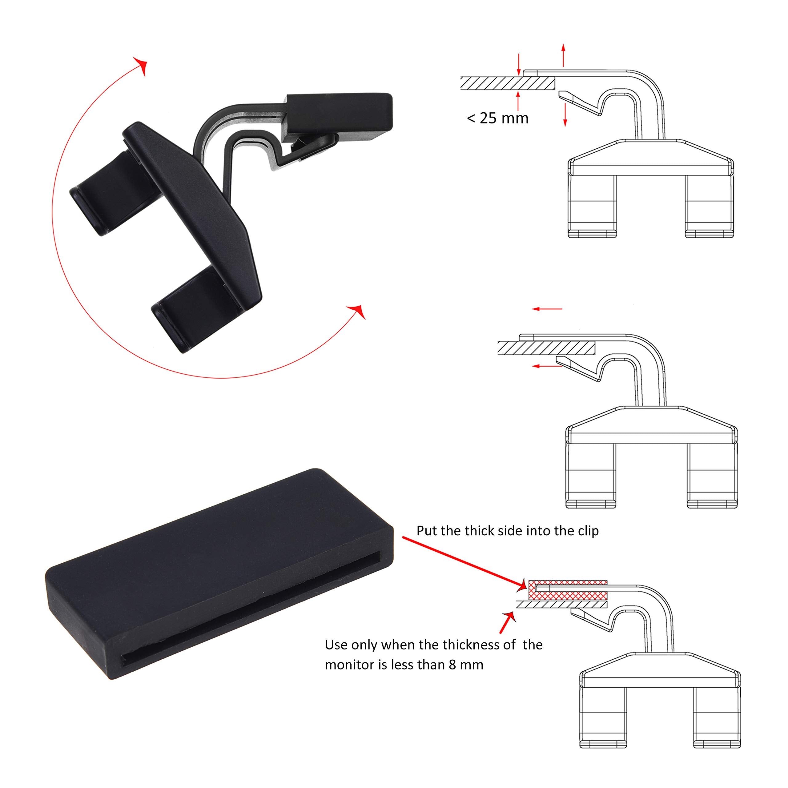 Kare & Kind smartphone clip-on holder attached to a monitor, adjustable mount with universal phone dock for laptops and slim or thick monitors