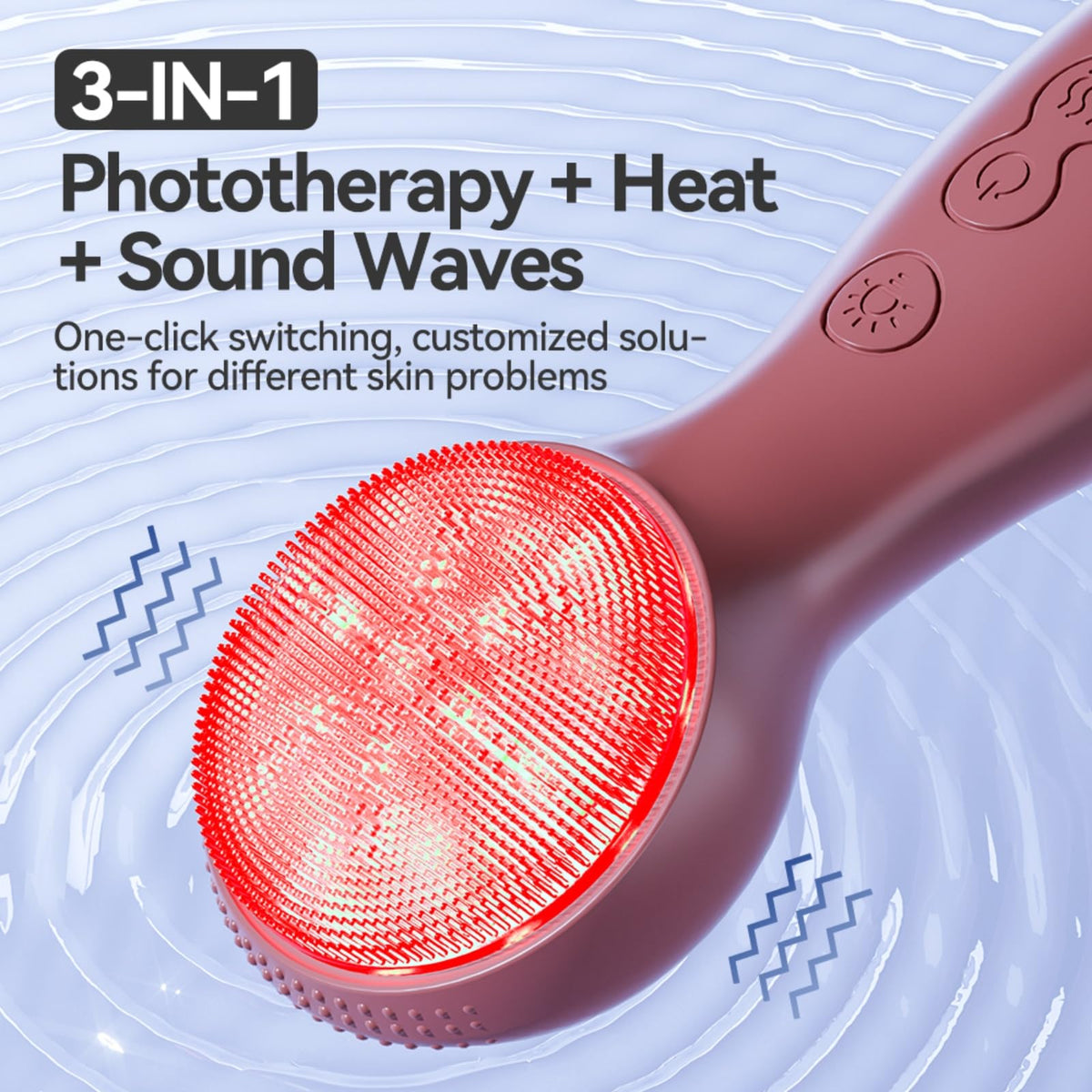 Colorful LED Silicone Face Brush Sonic Vibration Heat - Yi Dong Official Imagery - 4