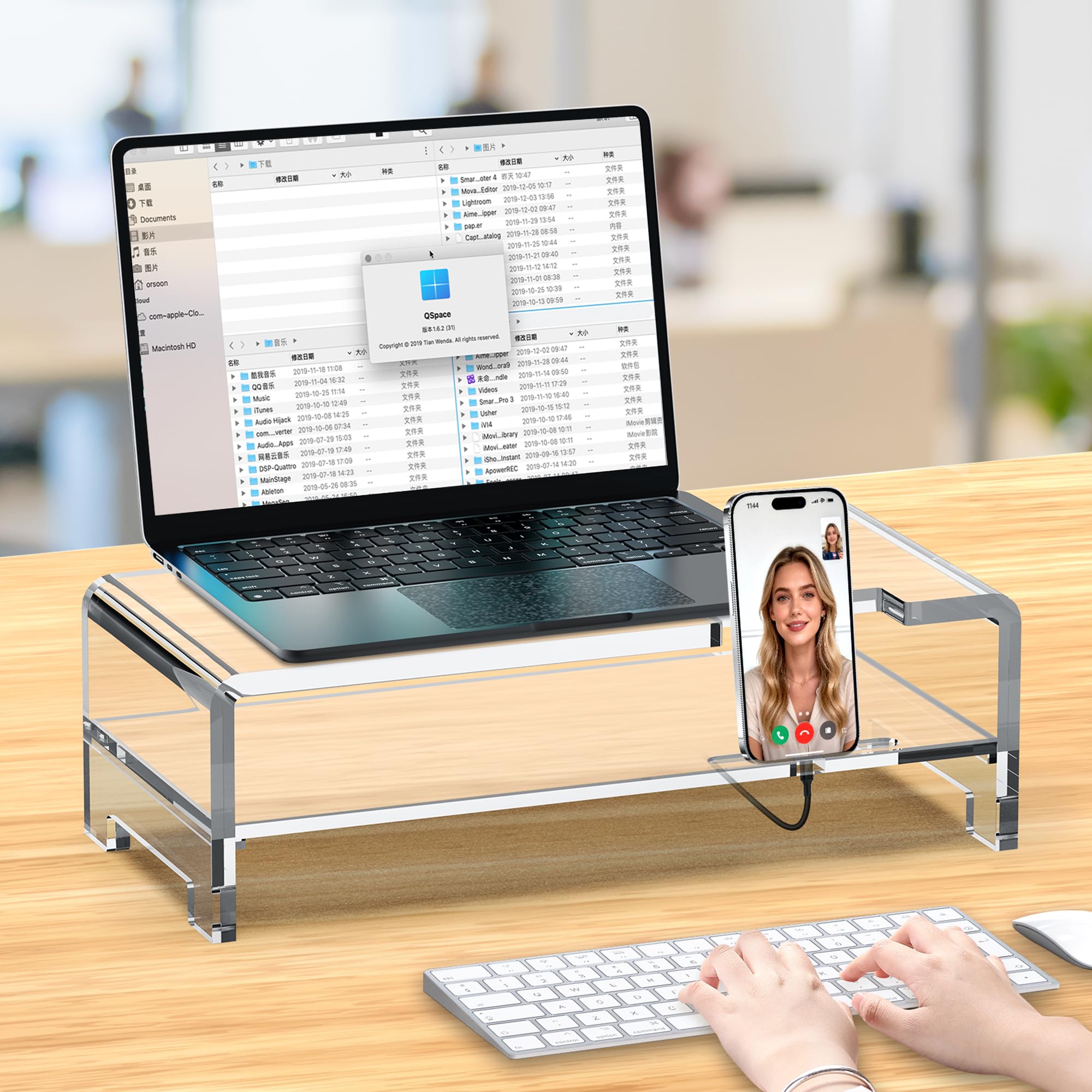 Beimu Acrylic Monitor Stand Riser Clear Laptop Stand 2-Tier L16 xW7.5 xH4.7