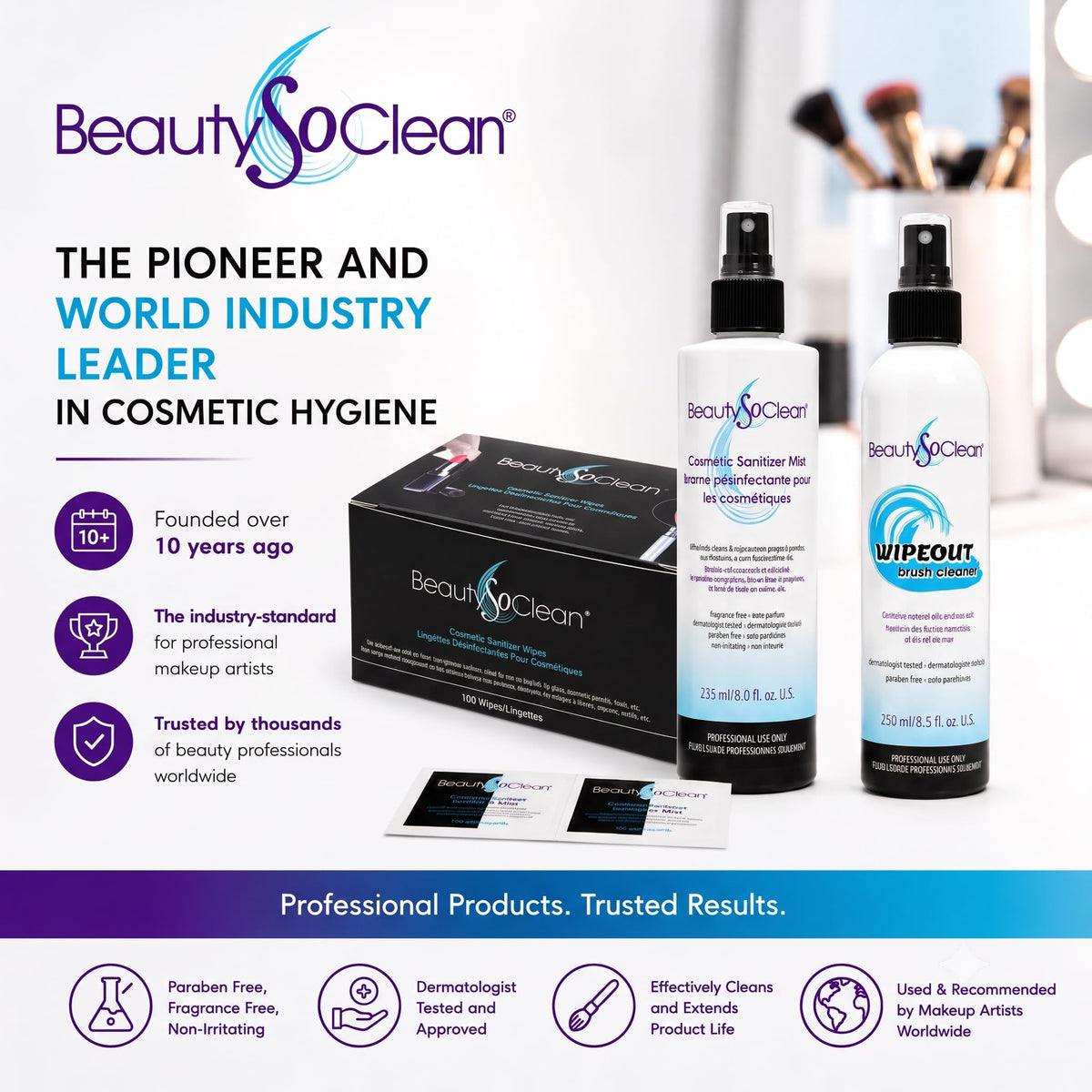 BeautySoClean Makeup Sanitizer Wipes - BEAUTYSOCLEAN Official Imagery - 6