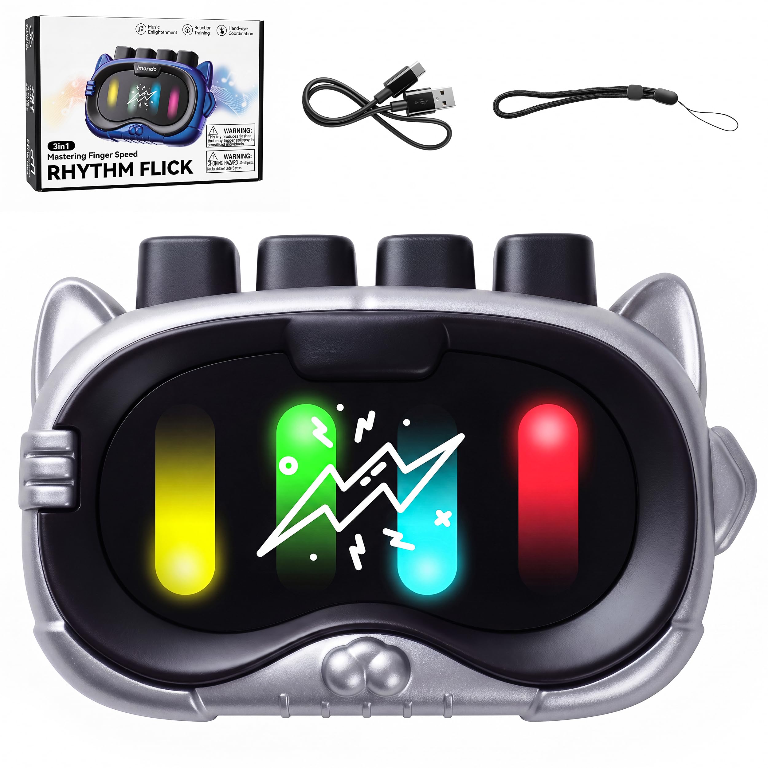 SMILESSKIDDO Music Rhythm Flick Smart Electronic Handheld Game, Blue - SMILESSKIDDO Official Product View 9