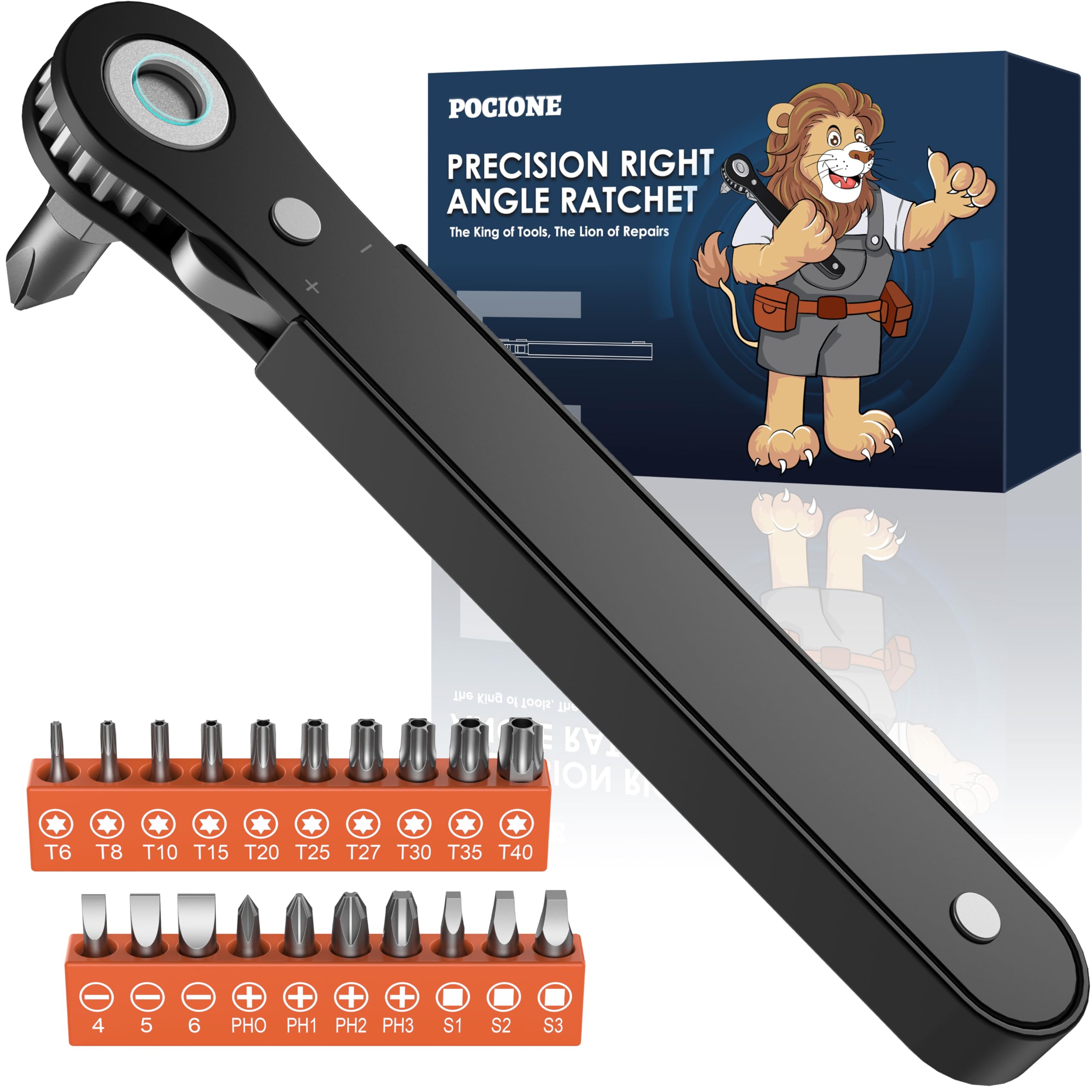 POCIONE Right Angle Screwdriver Mens Gifts - 90 Degree Offset Rat by POCIONE - Angle View 9