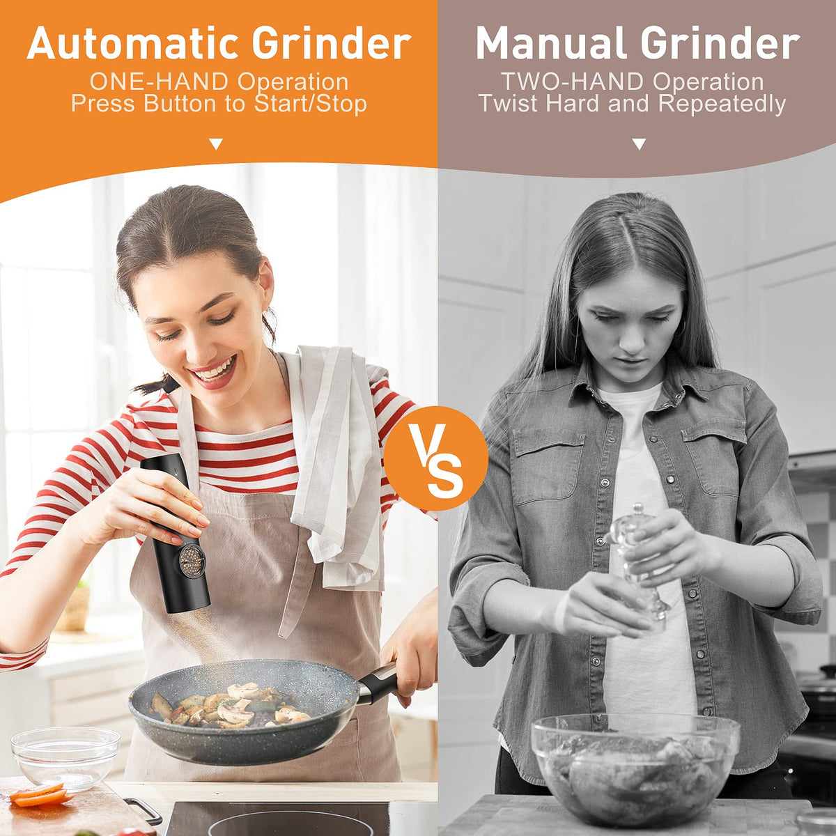 Electric Salt and Pepper Grinder Set Rechargeable Automatic - FRTONYI Official Imagery - 7
