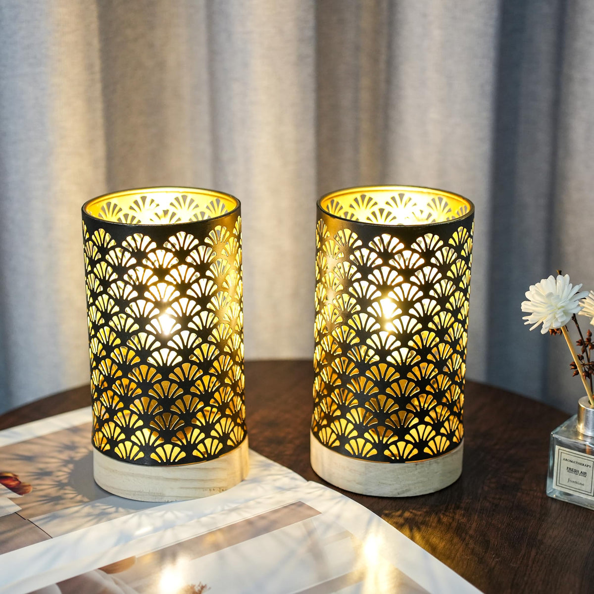 JHY DESIGN Set of 2 Metal Battery Powered Lamps 7 5 H Accent - JHY DESIGN Official Imagery - 7