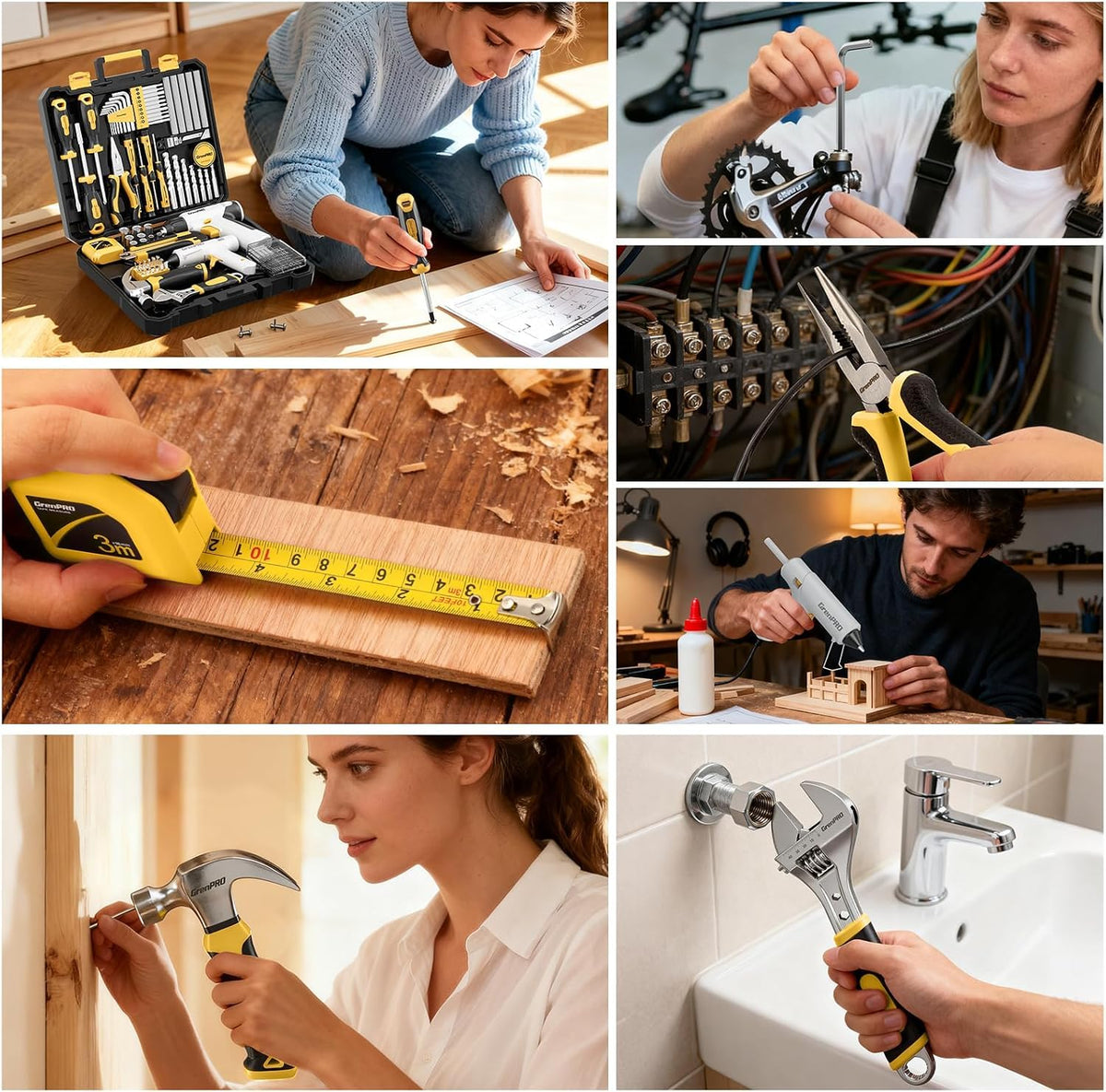 188PCS Yellow Cordless Drill Tool Set For Men Tool Kit For - GRENPRO Official Imagery - 7