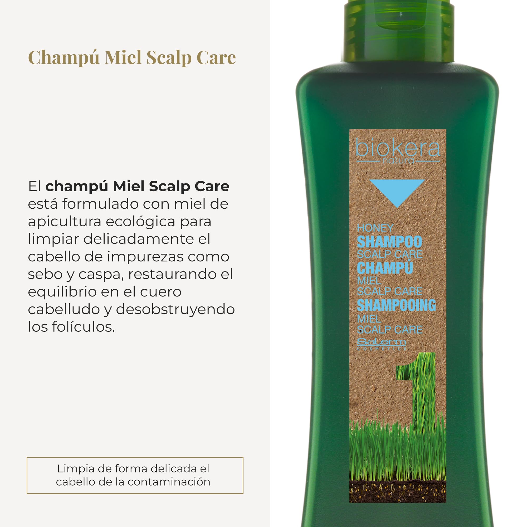 SALERM - Sensitive Scalp Shampoo - Biokera Natura Honey Scalp Care Shampoo - 300 ml - Helps Cleanse the Scalp of Sebum and Flakes - Supports Healthy Hair - Helps Maintain Scalp Health