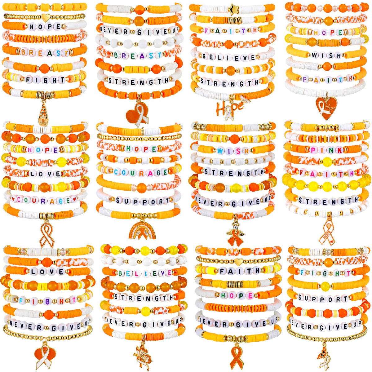 96 Pcs Breast Cancer Awareness Bracelets Pink Ribbon Gift - Ecation Official Imagery - 1