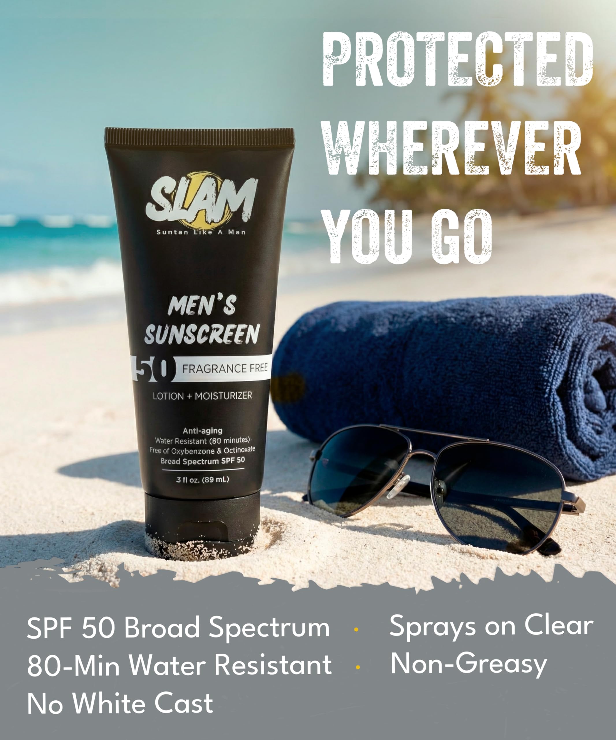 SLAM Sunscreen for Men Mens Face Lotion with SPF 50 - Slam Lotion Official Imagery - 8