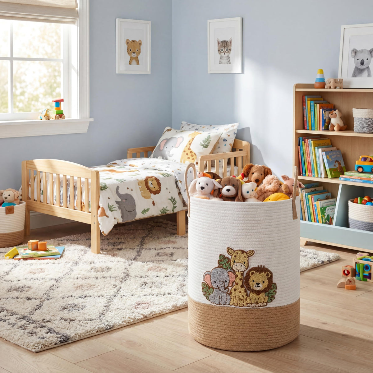 LemonRoad Jungle Animals Nursery Hamper Cotton Rope Basket - LemonRoad Official Imagery - 3