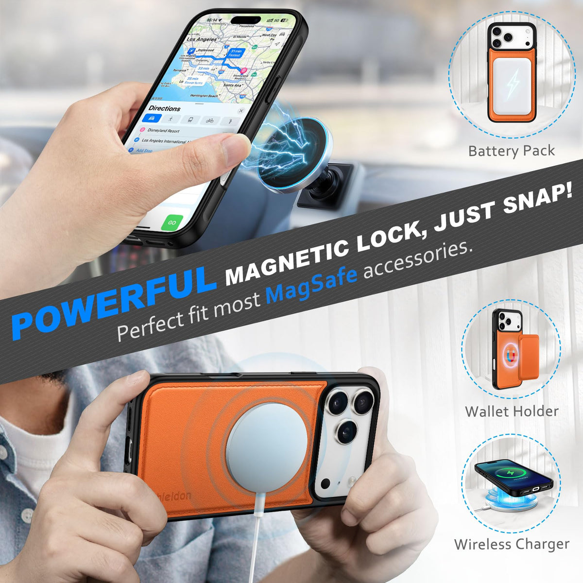SHIELDON 2 in 1 Real Leather Wallet Case for iPhone 17 Pro - SHIELDON Official Imagery - 5