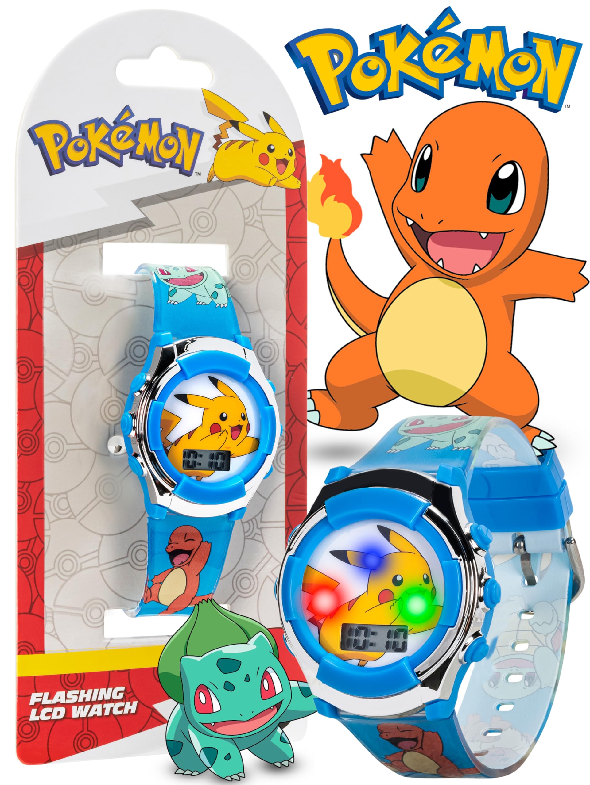 Accutime Pokémon Kids Digital Watch with Flashing LED Lights, Pikachu - View 2