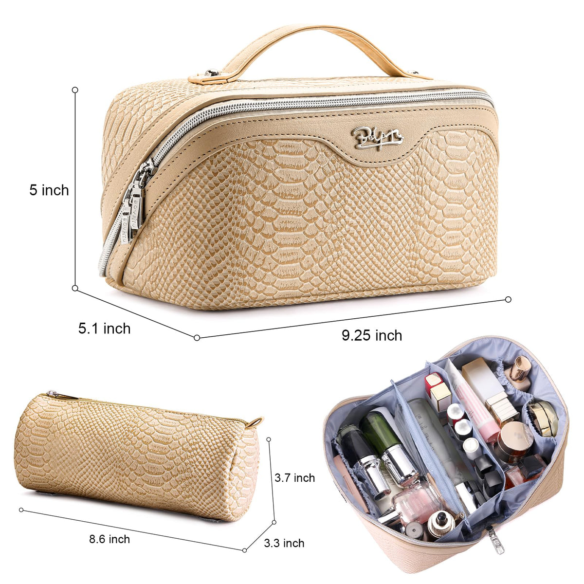BOYATU Travel Makeup Bags for Women 3 Pcs Set Wide Open - BOYATU Official Imagery - 3