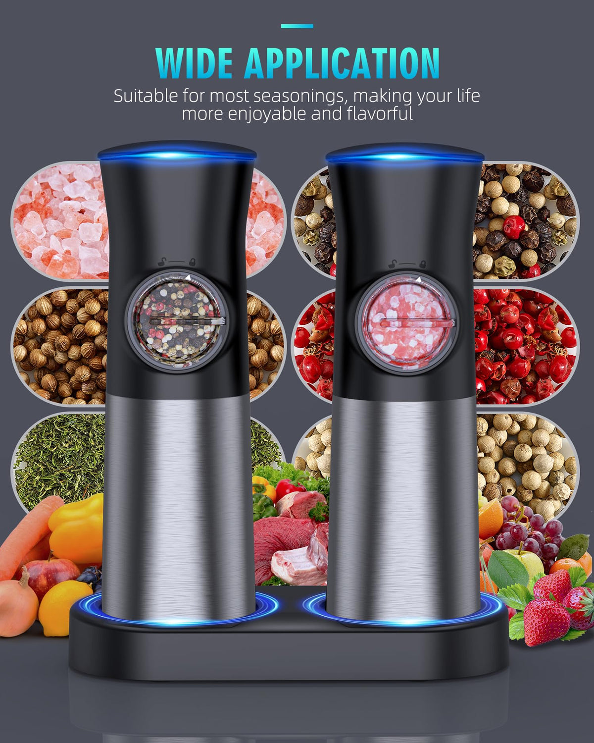 Gravity Electric Salt and Pepper Grinder Set USB - FAOGO Official Imagery - 7